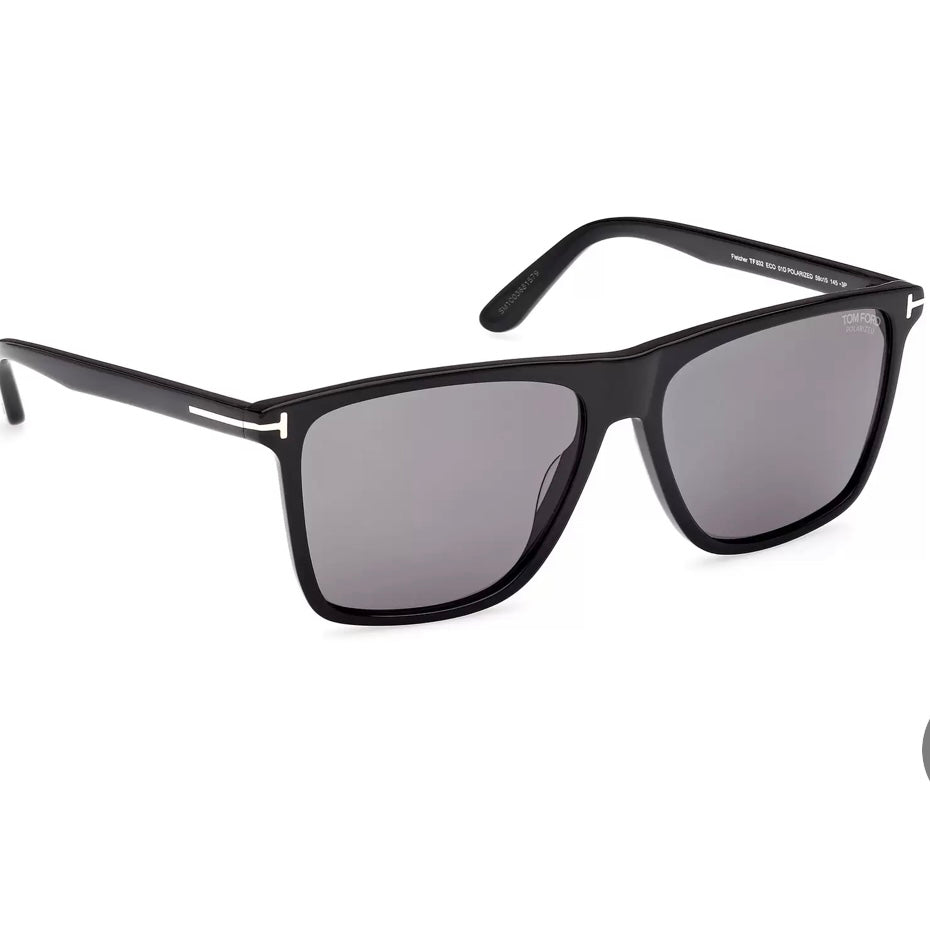 Tom Ford FT 0832 01D Fletcher Sunglasses - Black Grey Polarized Lenses for Men & Women | UV Protection, Luxury Fashion Shades for Driving, Beach & Outdoor Activities
