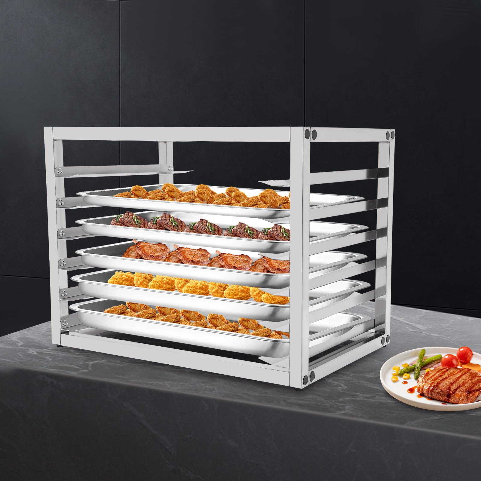 6-Tier Stainless Steel Commercial Baking Tray Rack - Heavy Duty Cookie Cooling Rack for Bakeries, Kitchens & Restaurants | Perfect for Pastry, Bread & Dessert Cooling | Includes Allen Key for Easy Assembly