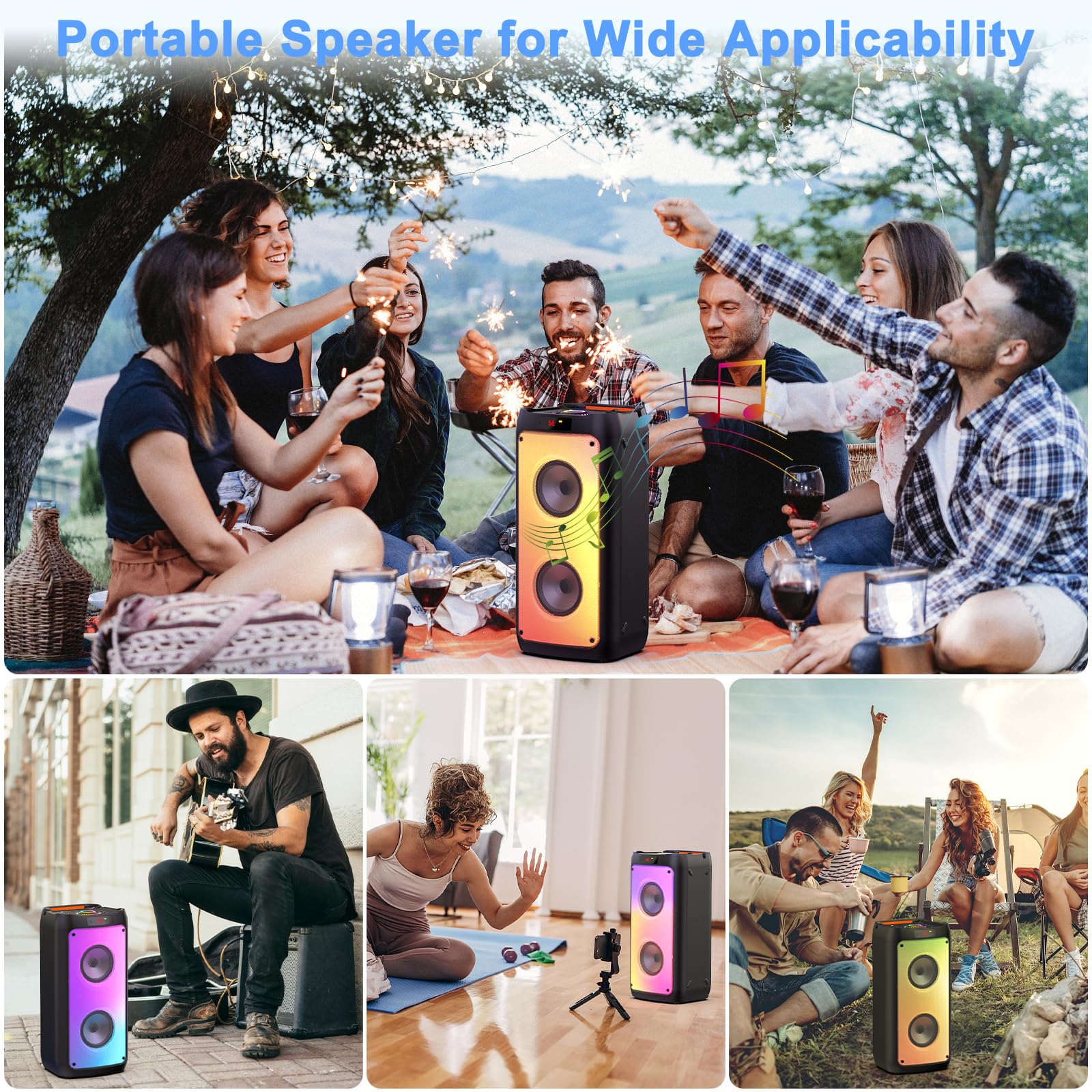 Portable Karaoke Machine with 2 Wireless Microphones - Bluetooth Speaker for Adults & Kids - Party PA System with Disco Lights & Subwoofer - Perfect for Home Parties, Birthday Celebrations & Family Gatherings - Ideal Gift for Music Lovers
