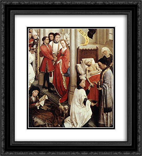 Seven Sacraments Altarpiece Right Wing [Detail 1] - 20x22 Inch Black Ornate Framed Museum Art Print by Rogier van der Weyden - Perfect for Home Decor, Church Display & Art Collection