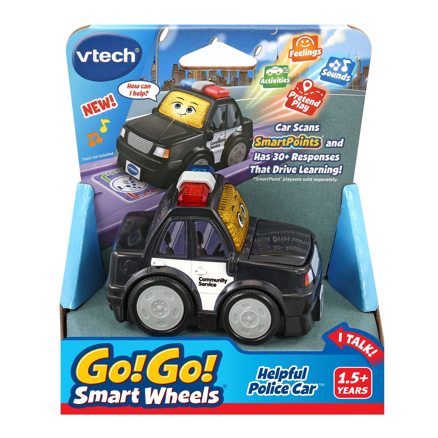 VTech Go! Go! Smart Wheels Interactive Learning Police Car Toy for Toddlers - Educational Toy with Lights & Sounds for Pretend Play and Early Childhood Development
