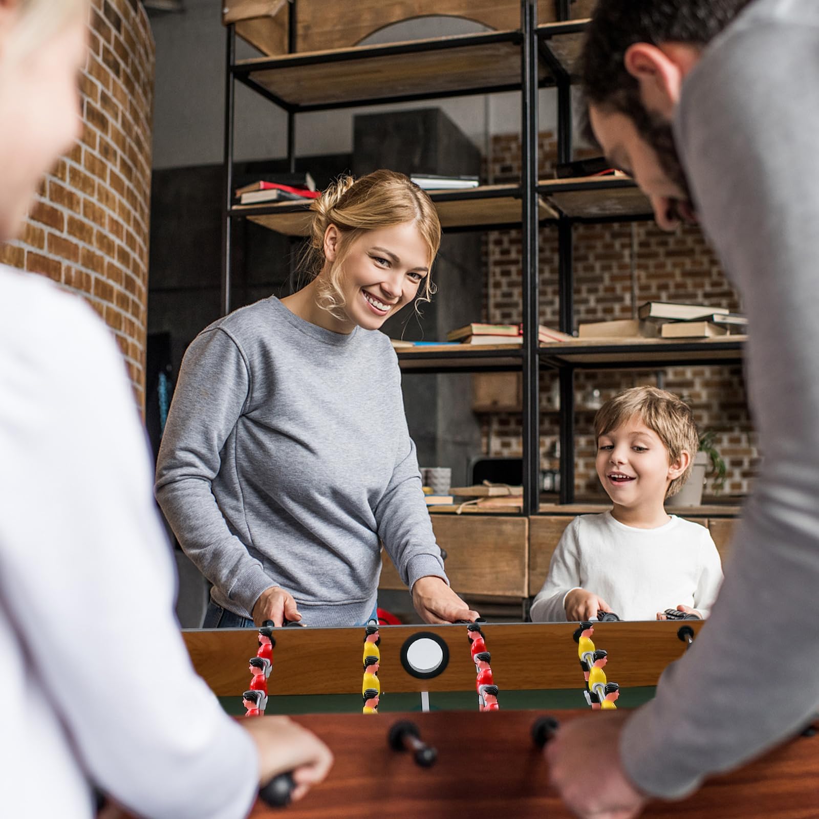 Giantex 4-in-1 Multi-Game Table - Soccer, Hockey, Billiards & Ping Pong - Wooden Foosball Table for Game Rooms & Family Fun - Perfect for Indoor Entertainment, Parties & Recreation