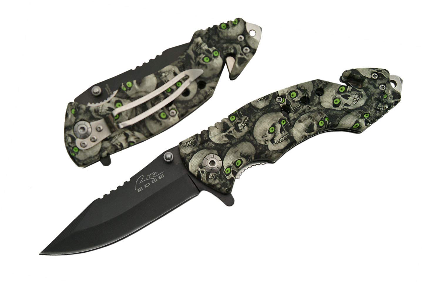 SZCO Supplies Skull Eyes Assisted Opening Knife - Tactical Folding Pocket Knife with Quick-Release for Outdoor, Camping, and Everyday Carry (EDC)