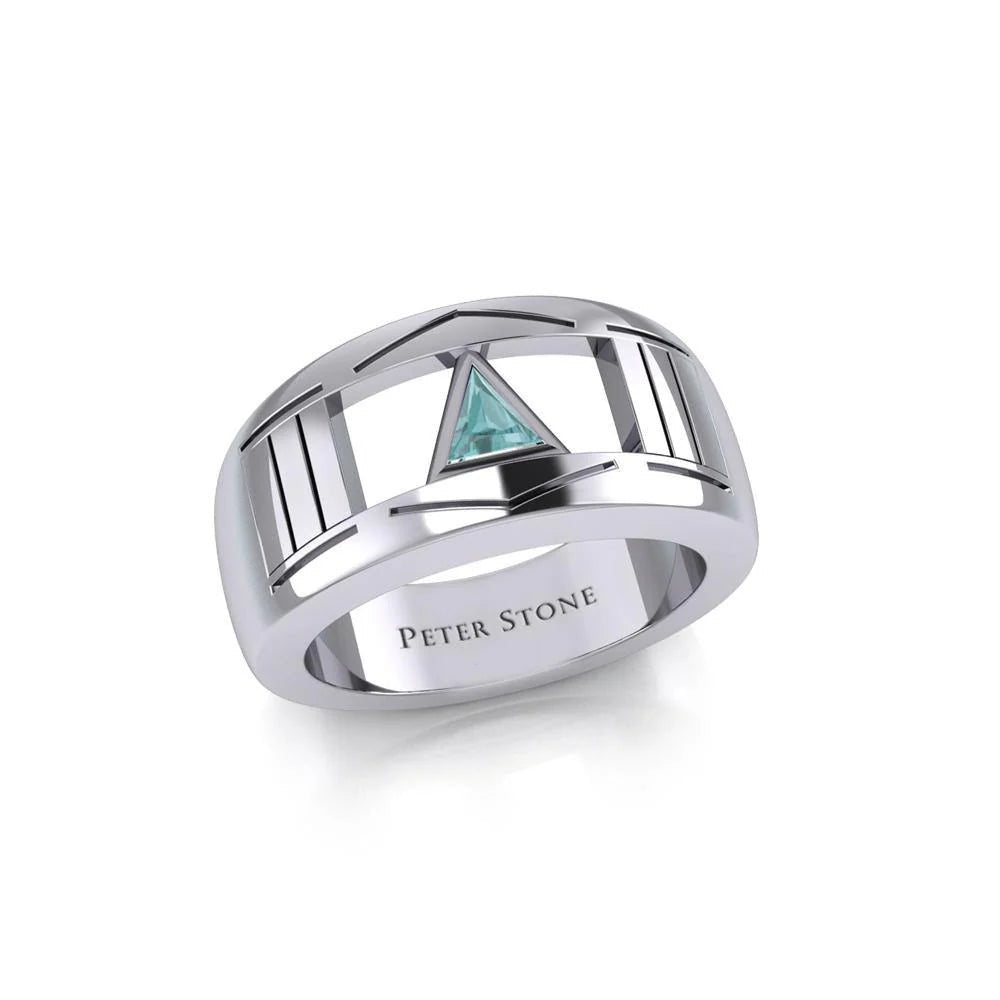 Sterling Silver Modern Ring with Inlaid Recovery Symbol - Elegant Jewelry for Women, Gift for Sobriety & Healing - Perfect for 12-Step Meetings, Anniversaries & Special Occasions