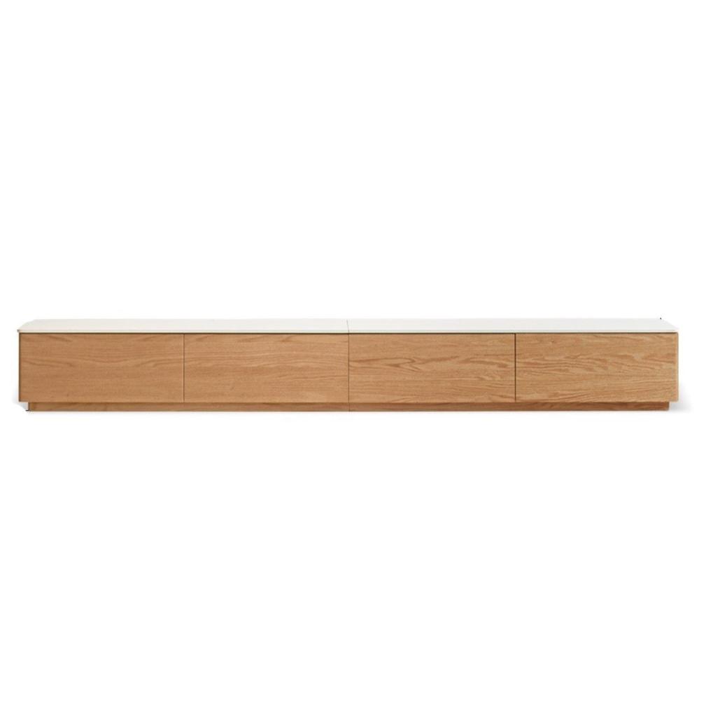 Solid Oak Wood Modern Rock Slab TV Stand - Stylish Floor TV Cabinet for Living Room, Bedroom & Home Theater
