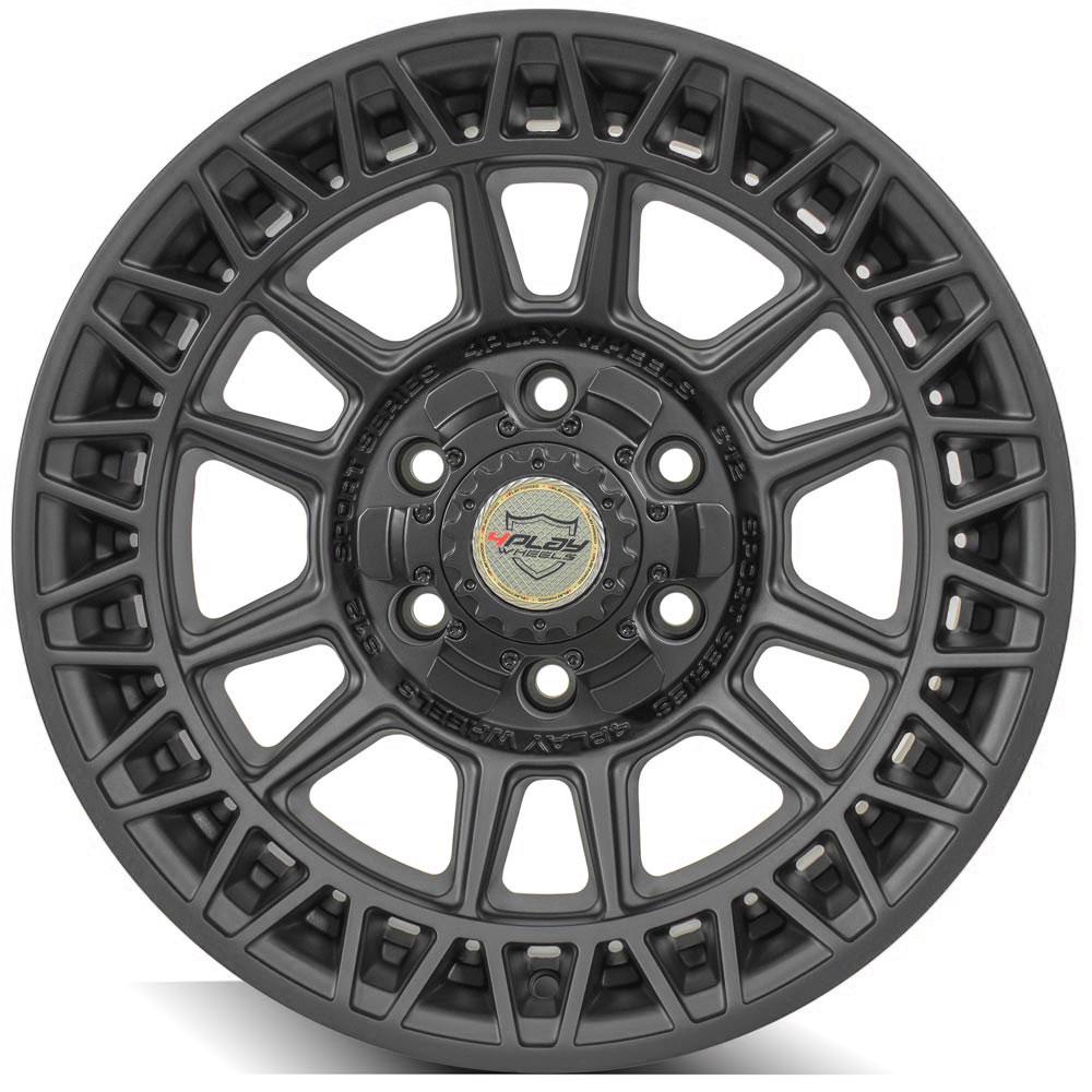 4Play Sport Series 4PS12 17x9.0 Satin Black Wheel - 6x135/6x139.7mm Bolt Pattern, 106.1mm Hub Bore - Perfect for Off-Road Trucks & SUVs