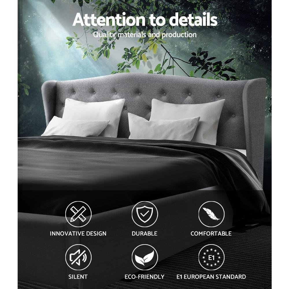 King Premium Altona Bed Grey Euro Top Mattress - Medium Firm with Bamboo Topper | Luna Series | Perfect for Back Pain Relief & Pressure Relief | Ideal for Side, Back & Stomach Sleepers