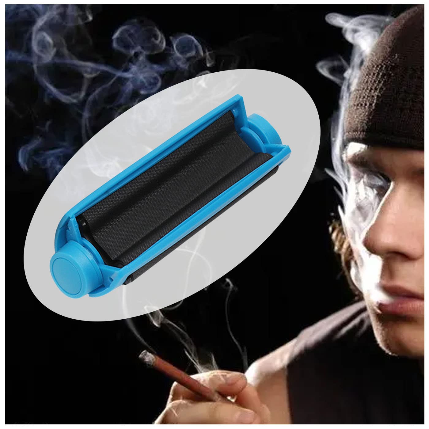 VOVCIG Manual Cigarette Rolling Machine - 78MM Plastic Tobacco Roller for Perfect Handmade Cigarettes (Blue) | Ideal for DIY Smokers, Travel & Home Use