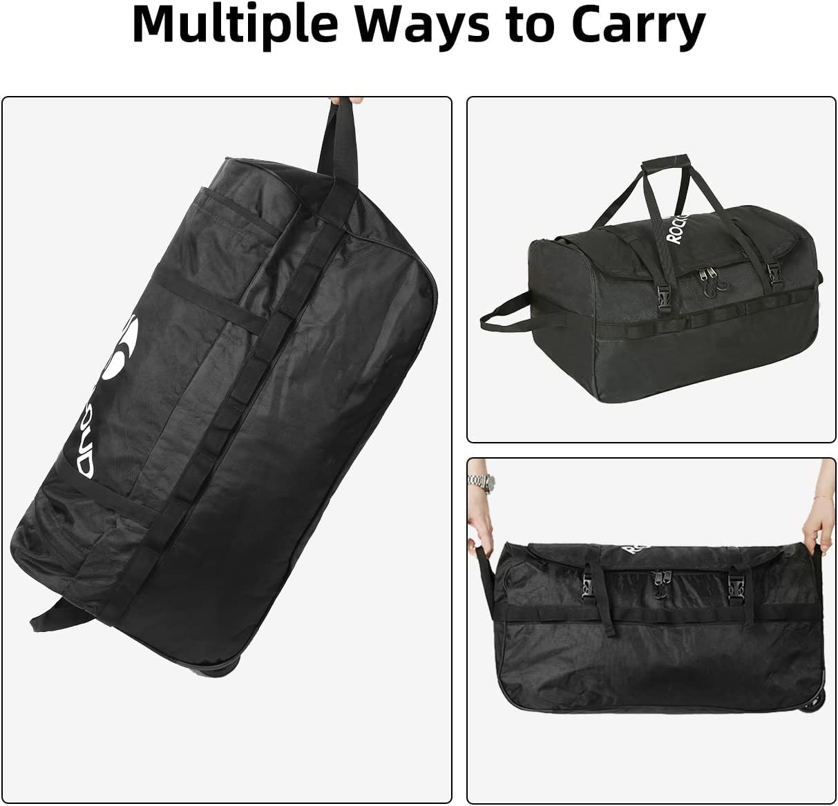 Foldable Wheeled Duffel Bag 85L-110L - 26-28 Inch Expandable Rolling Luggage for Travel, Camping & Sports | Portable Carry-On Duffle with Wheels | Black Upgrade Duffle Bag for Gym, Weekend Trips & Outdoor Adventures