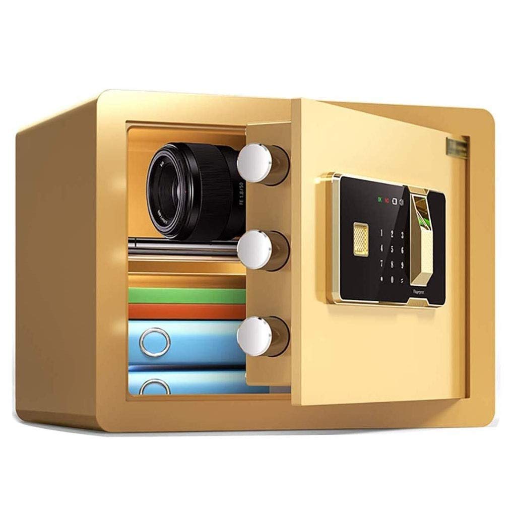 FMOGE Fireproof Home Safe Box - Electronic Password, Fingerprint & Key Entry, Double-Layer Storage, Smart Alarm, Micro Carbon Alloy Steel - 30cm Height for Office & Home Security (Perfect for Jewelry, Documents & Valuables Protection)