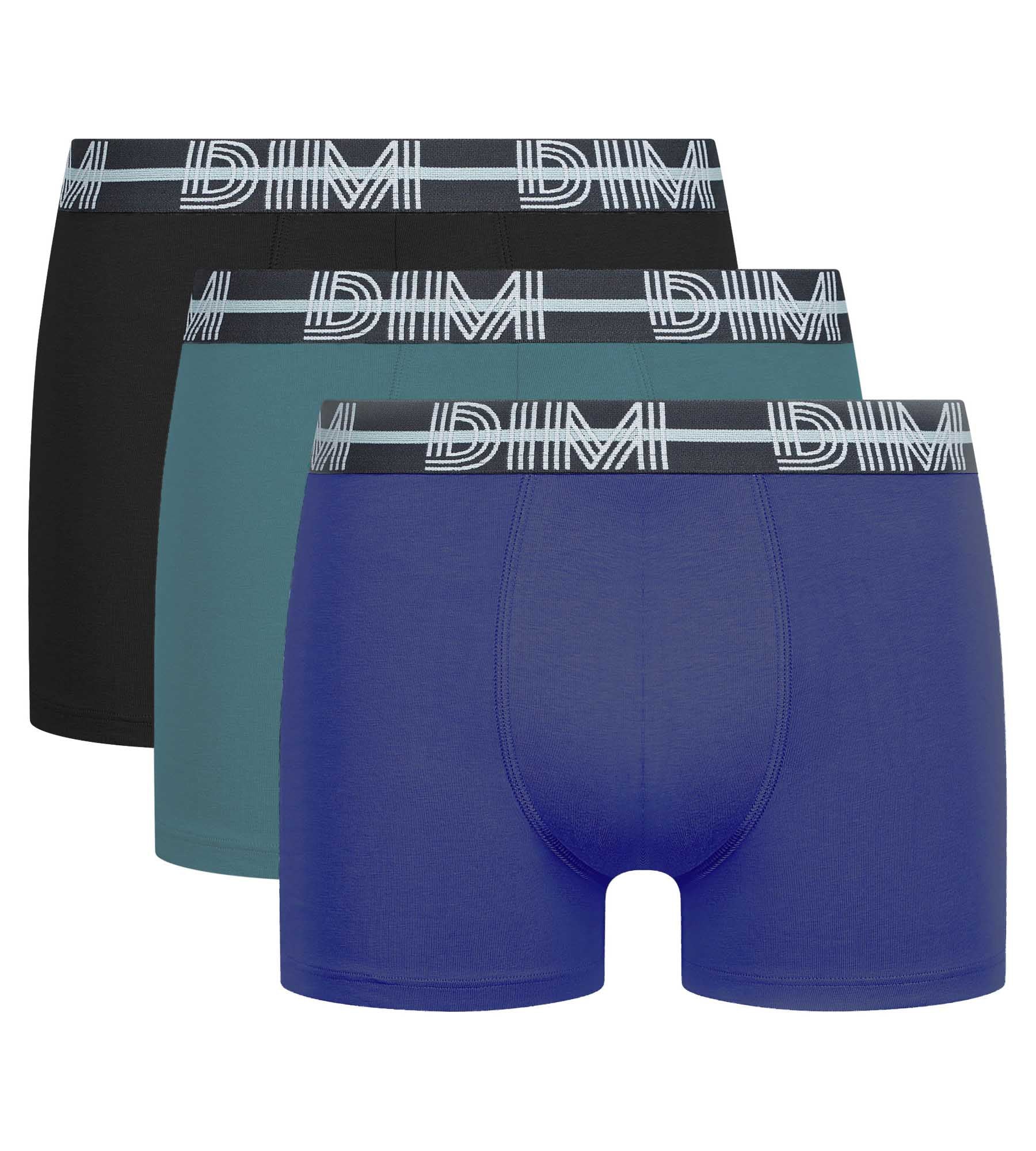 3D Waistband Men's Boxer Briefs 3-Pack - Black, Blue, Green - Comfortable & Breathable Underwear for Daily Wear, Sports & Gym