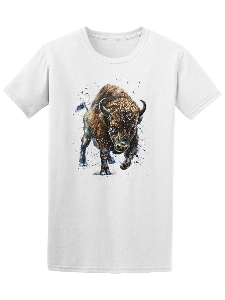 Men's Watercolor Buffalo Bison Graphic T-Shirt - Soft Cotton Casual Tee for Outdoor Adventures & Streetwear Fashion