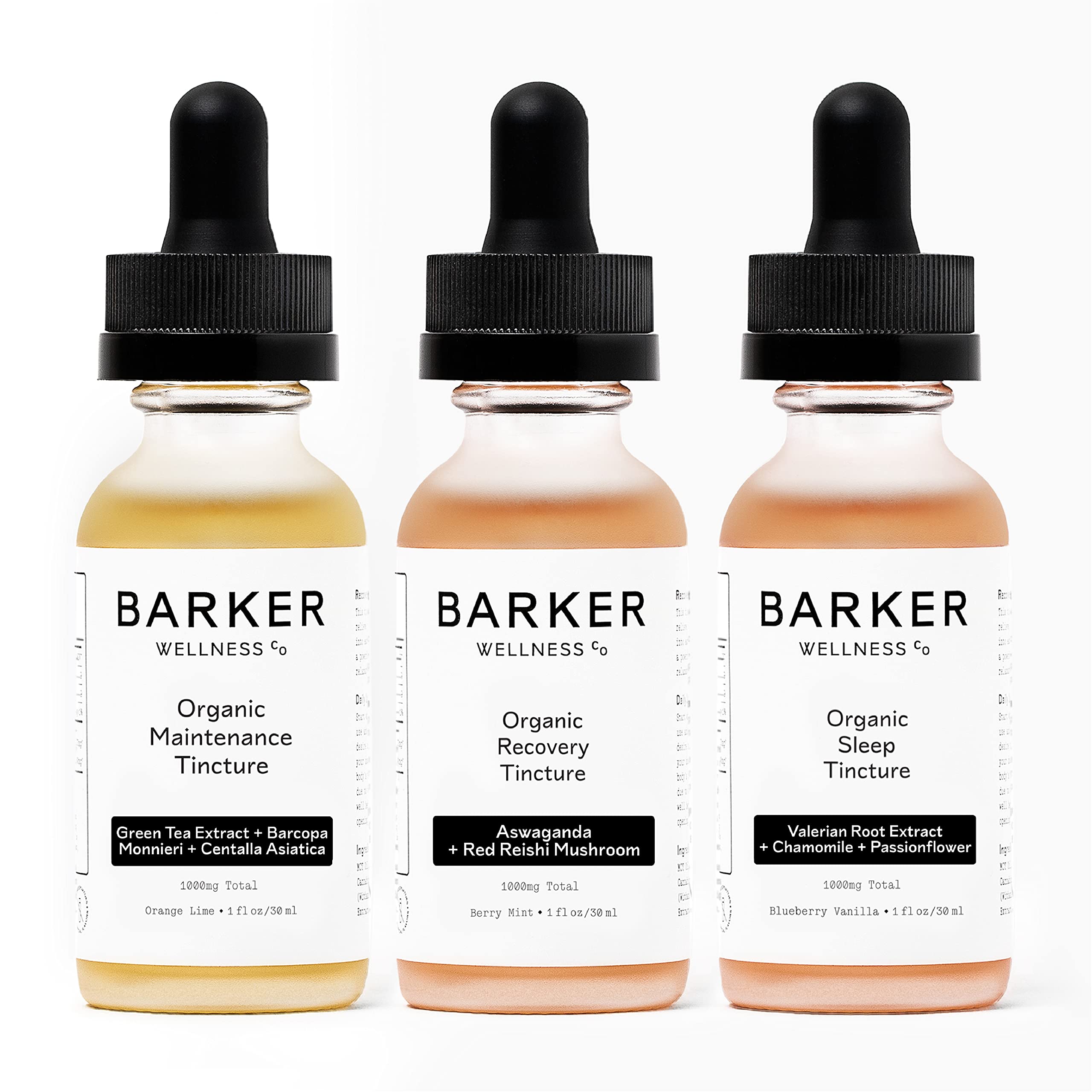 Organic Barker Wellness Tinctures Set - 3 Pack 30mL Bottles for Anxiety Relief, Pain Management & Natural Relaxation | Vegan, Cruelty-Free & All-Natural Herbal Supplements | Perfect for Daily Stress Relief, Meditation & Holistic Wellness Routine