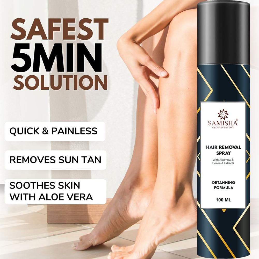 Samisha Hair Removal Spray for Women - Gentle & Effective Private Part Hair Remover | Instant Painless Hair Removal Cream | 1 Count | Perfect for Bikini Line, Underarms & Sensitive Skin Care
