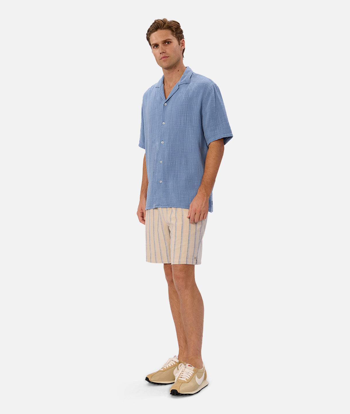 San Onofre Short Sleeve Wheat Navy T-Shirt - Comfortable Casual Wear for Men | Perfect for Beach, Gym & Everyday Outfits