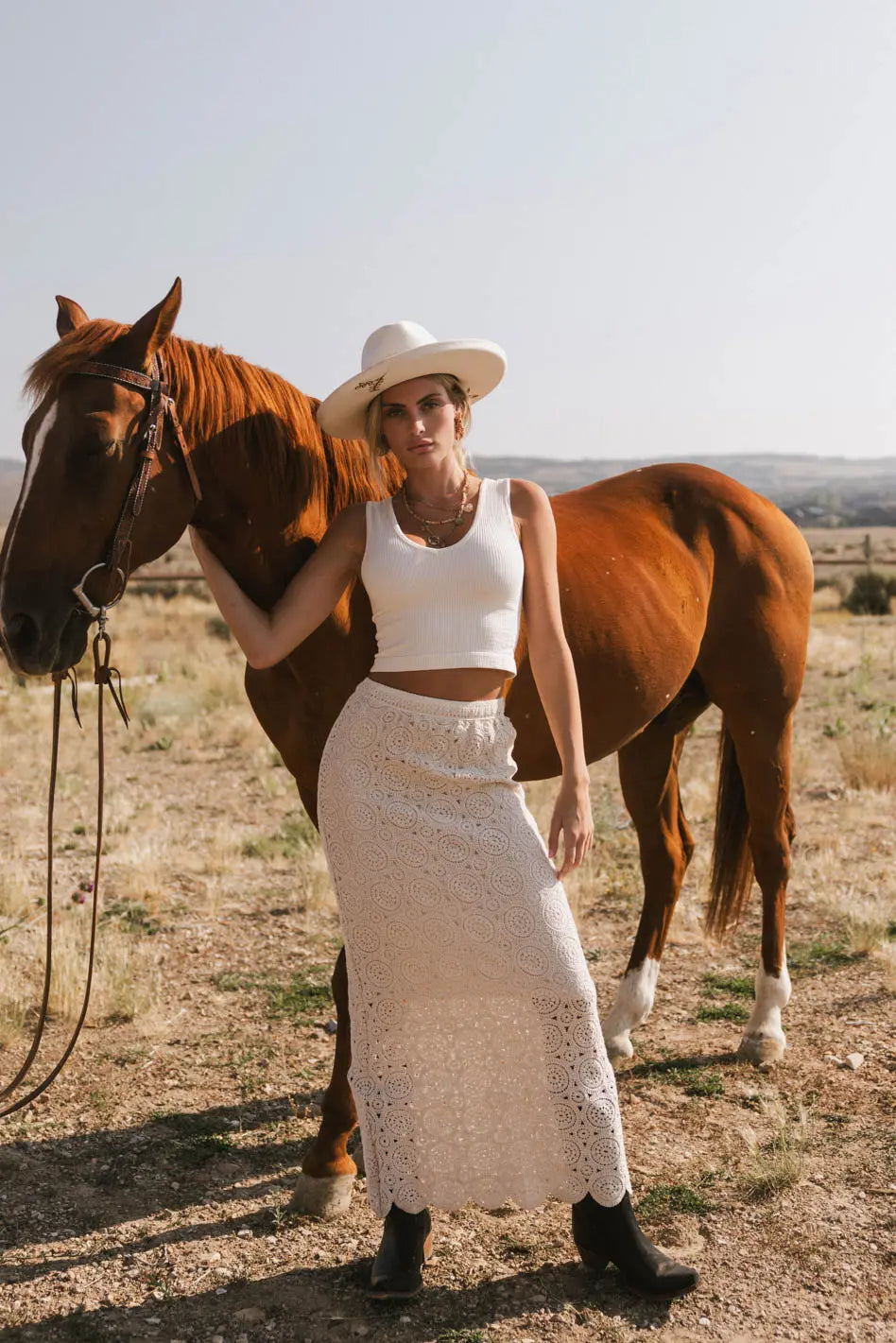Nanet Crocheted Maxi Skirt in Natural - Boho Chic Handmade Cotton Skirt for Women | Perfect for Beach Vacations, Summer Festivals & Boho Fashion