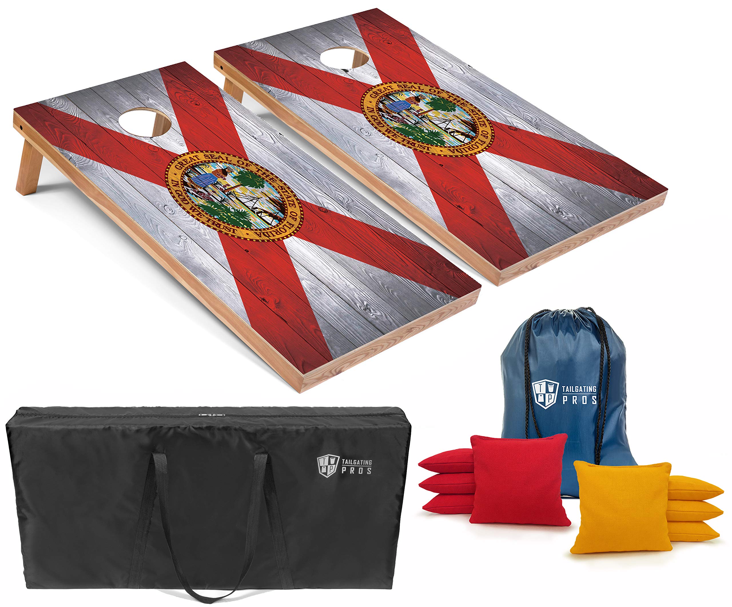 Premium Regulation Cornhole Boards Set with LED Lights - Includes 8 Bean Bags & Carrying Case - 4'x2' Cornhole Toss Game for Tailgating, Backyard Parties, and Outdoor Events