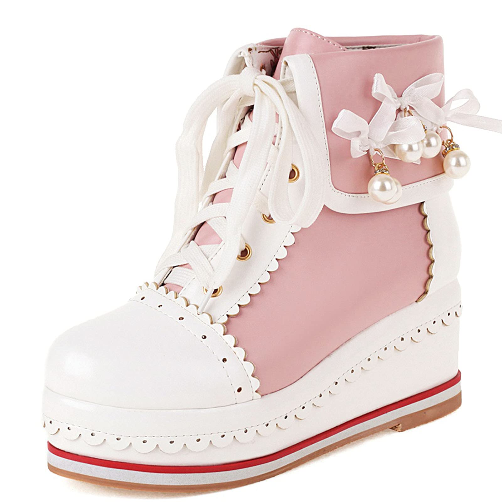 SaraIris Women's Cute Platform Lolita Boots - Lace Up Chunky High Heel Cosplay Shoes, Brogue Sneakers & Wedge Ankle Boots for Gothic Fashion, Kawaii Outfits & Costume Parties
