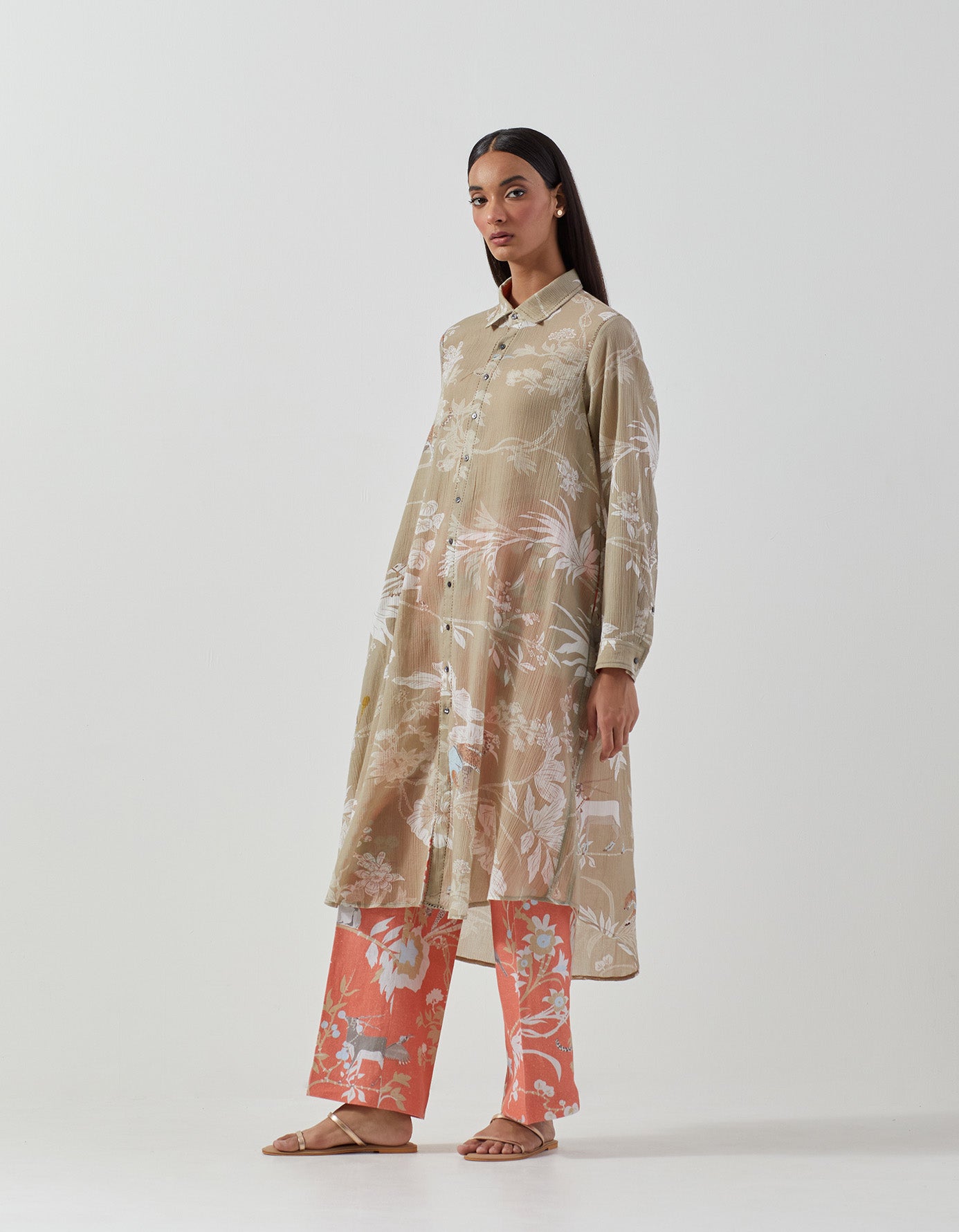 Usha Dress - Soft Cotton Crepe Fabric in Elegant Oyster Grey | Perfect for Casual Outings, Office Wear & Special Occasions