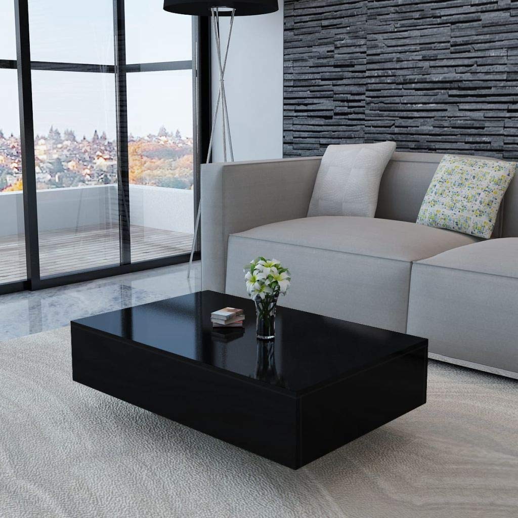 Modern High Gloss Black Coffee Table - 33.5
