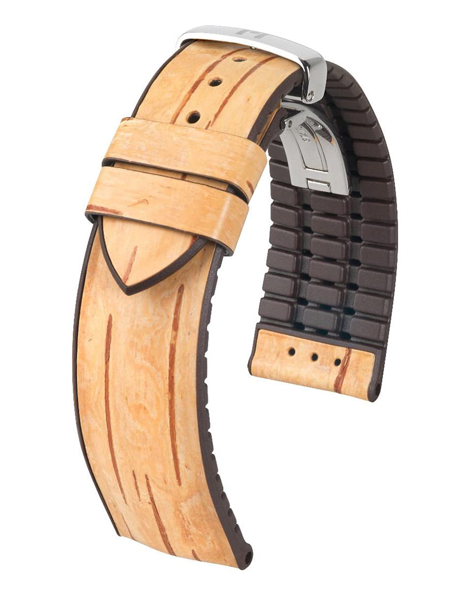 Hirsch Birch Vegan Watch Strap - Flexible Refined Birch Wood Watch Band with Premium Natural Rubber Core - Quick Release - Eco-Friendly & Hypoallergenic - Perfect for Casual, Office & Outdoor Activities