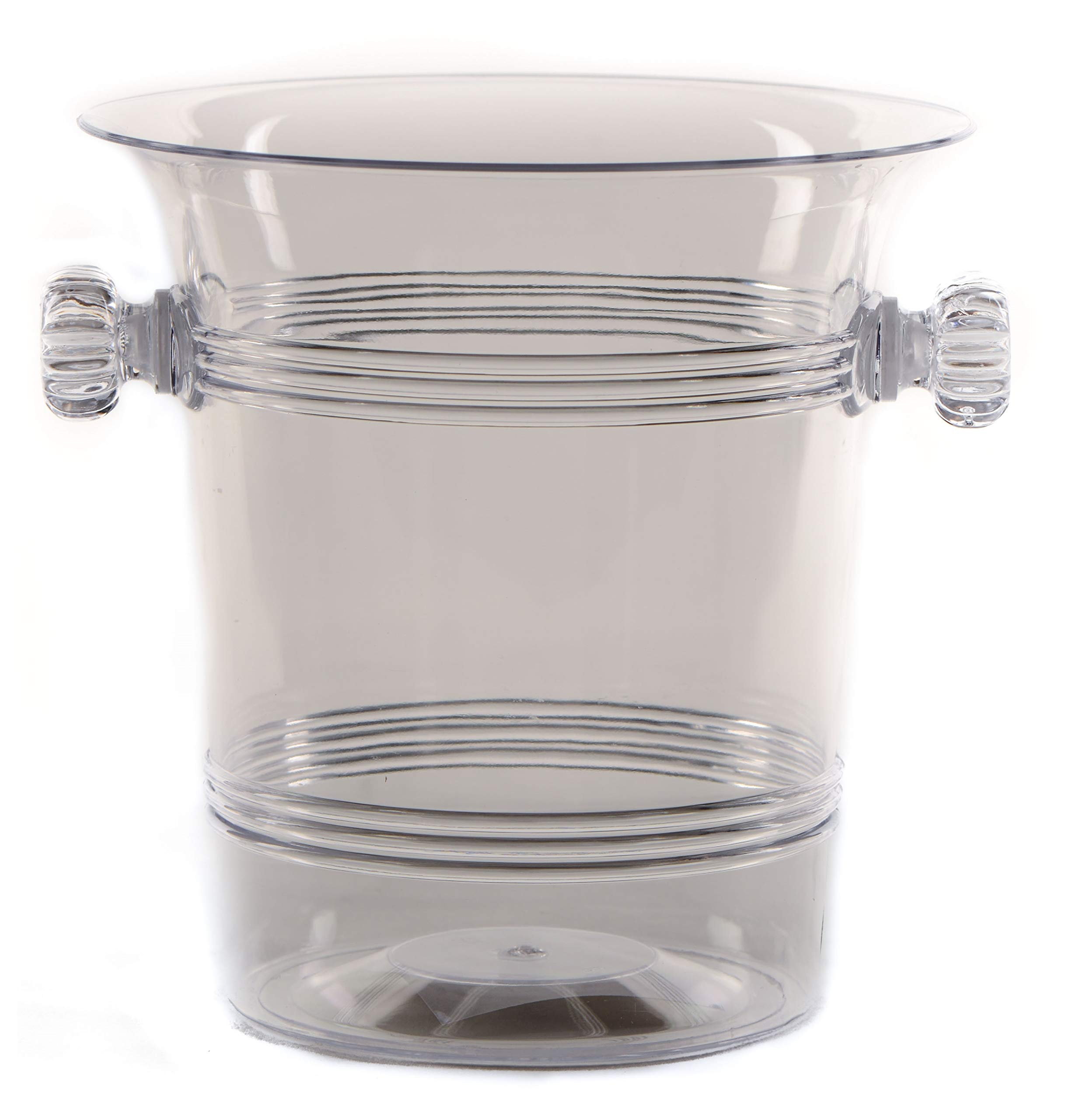 EcoQuality Clear Plastic Ice Bucket for Wine & Champagne - 6 Inch Drink Chiller Tub for Parties, Weddings & Outdoor Events - Reusable Beverage Cooler with Handle