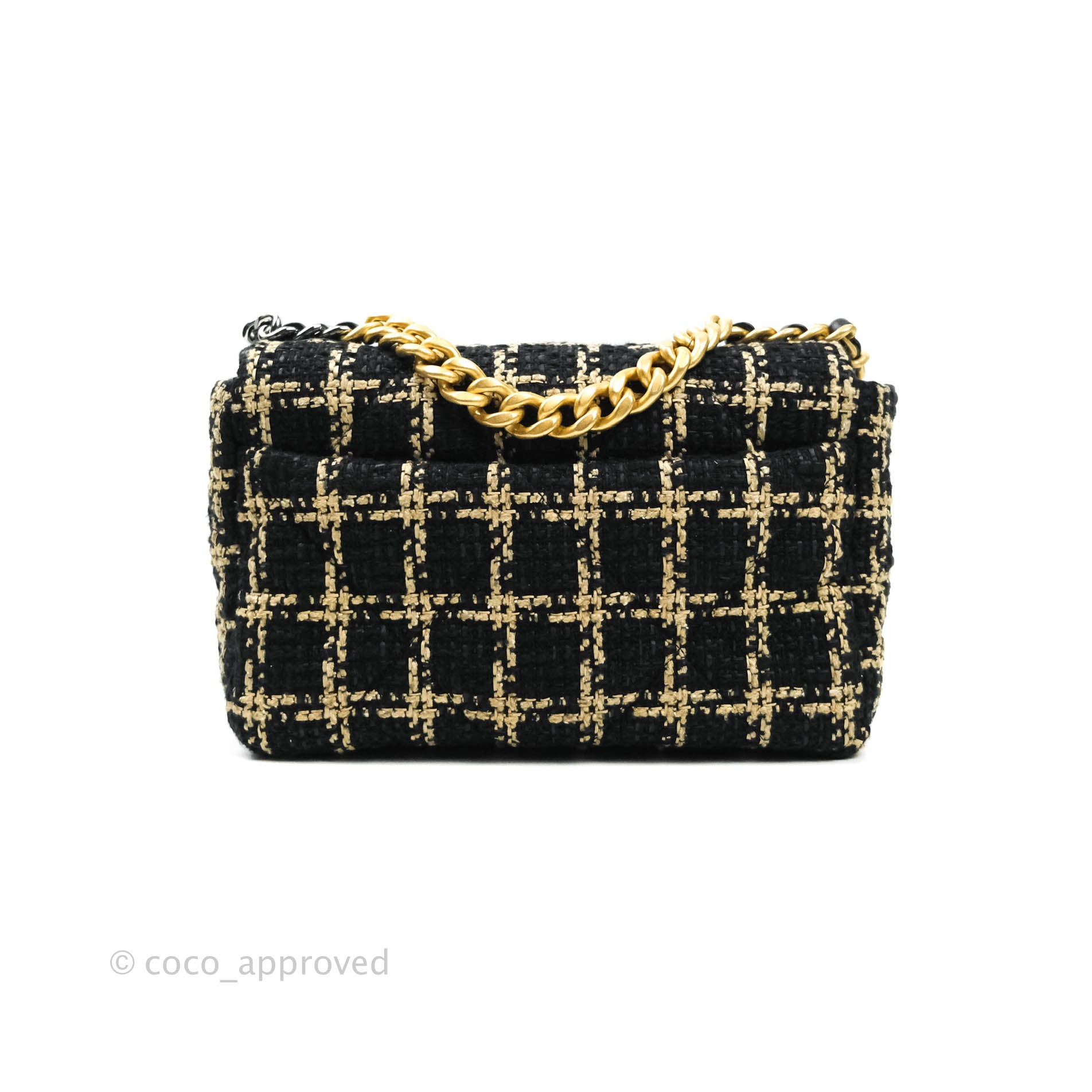 Chanel 19 Small Tweed Handbag in Black & Gold with Mixed Hardware - Luxury Crossbody Bag for Women, Perfect for Evening Events & Date Nights