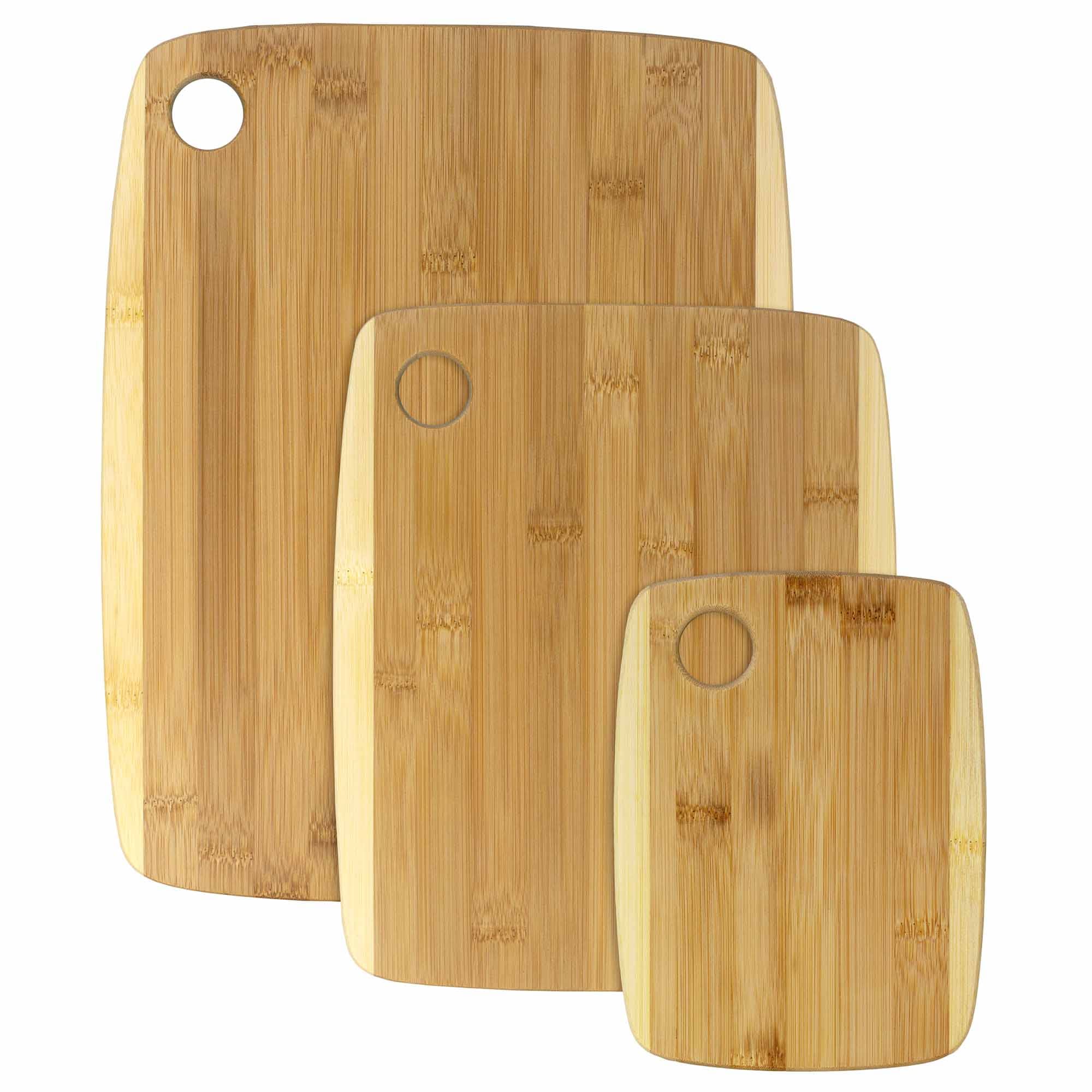 3-Piece 2-Tone Bamboo Cutting Board Set - Non-Slip, Juice Groove - Perfect for Kitchen, BBQ, Meal Prep & Charcuterie Boards