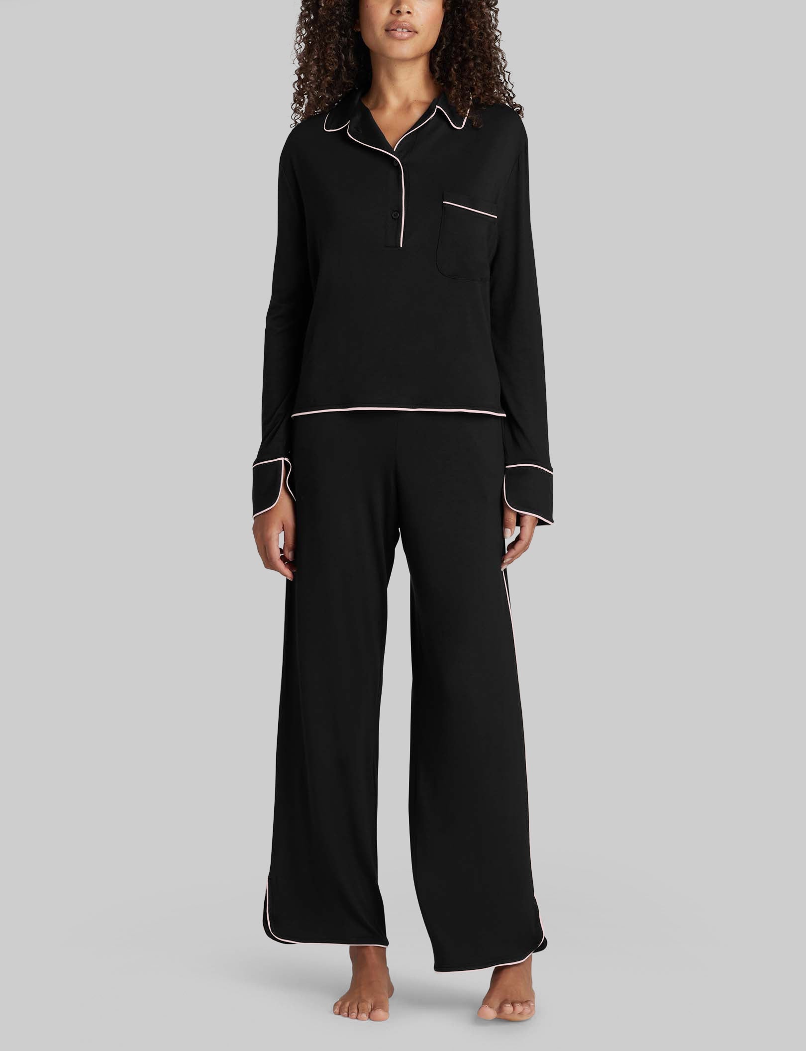 Cozy Women's Long Sleeve Pajama Set - Soft Pullover Sleepwear Top & Lounge Pants for Relaxing at Home, Sleeping, and Comfortable Nightwear