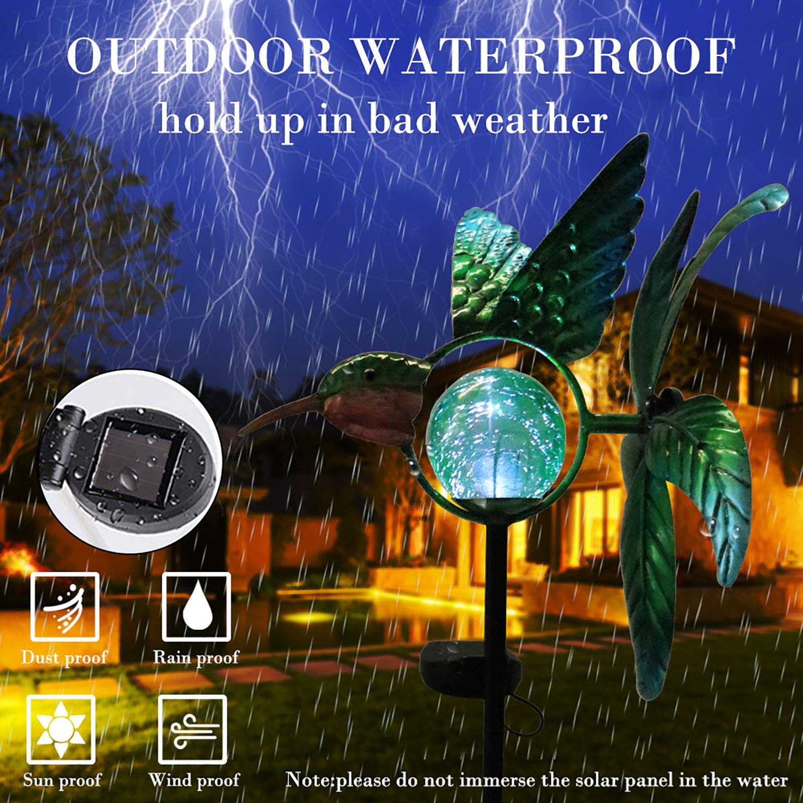 Solar Powered Hummingbird Garden Lights - Outdoor Decorative Pathway Stake Lights with Wind Spinner for Yard, Lawn & Patio Decor | Weatherproof Solar LED Landscape Lighting for Garden, Walkway & Backyard