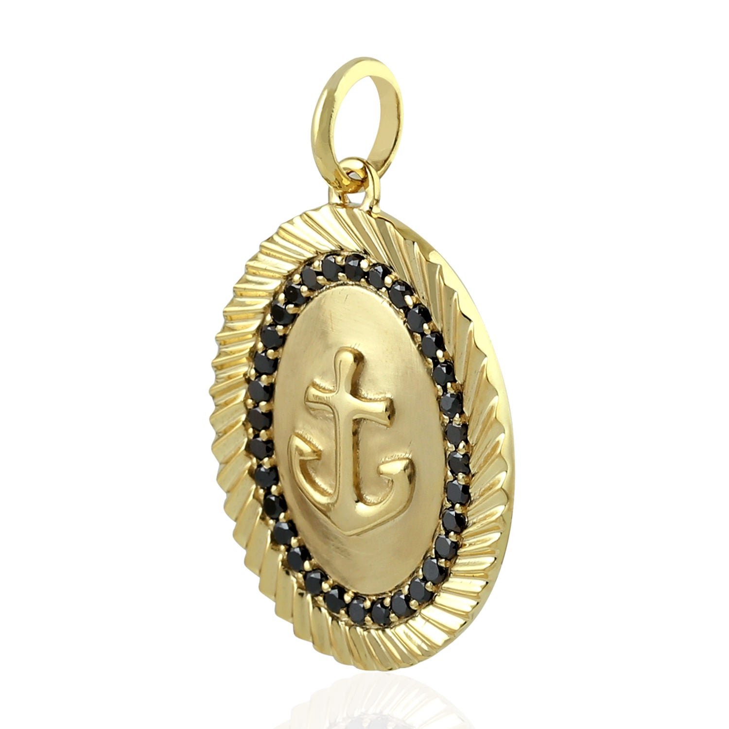 14K Yellow Gold Black Diamond Anchor Pendant Necklace for Women - Elegant Jewelry Gift for Her, Perfect for Birthdays, Anniversaries & Everyday Wear
