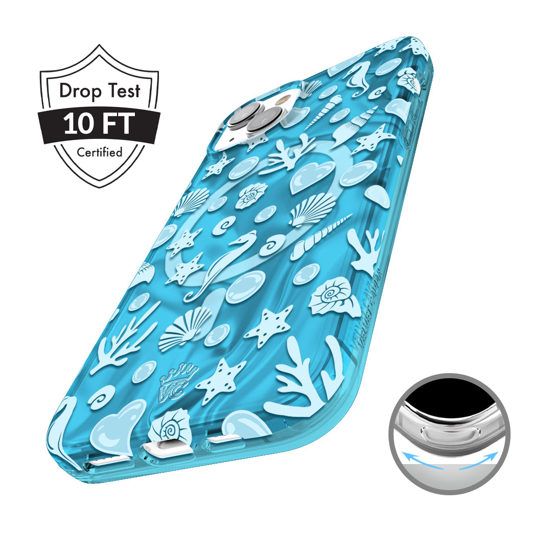 Aquamarine Holographic iPhone Case - Durable & Stylish Phone Cover for iPhone 13/14/15, Waterproof & Shockproof Protection - Perfect for Everyday Use, Travel, and Outdoor Activities