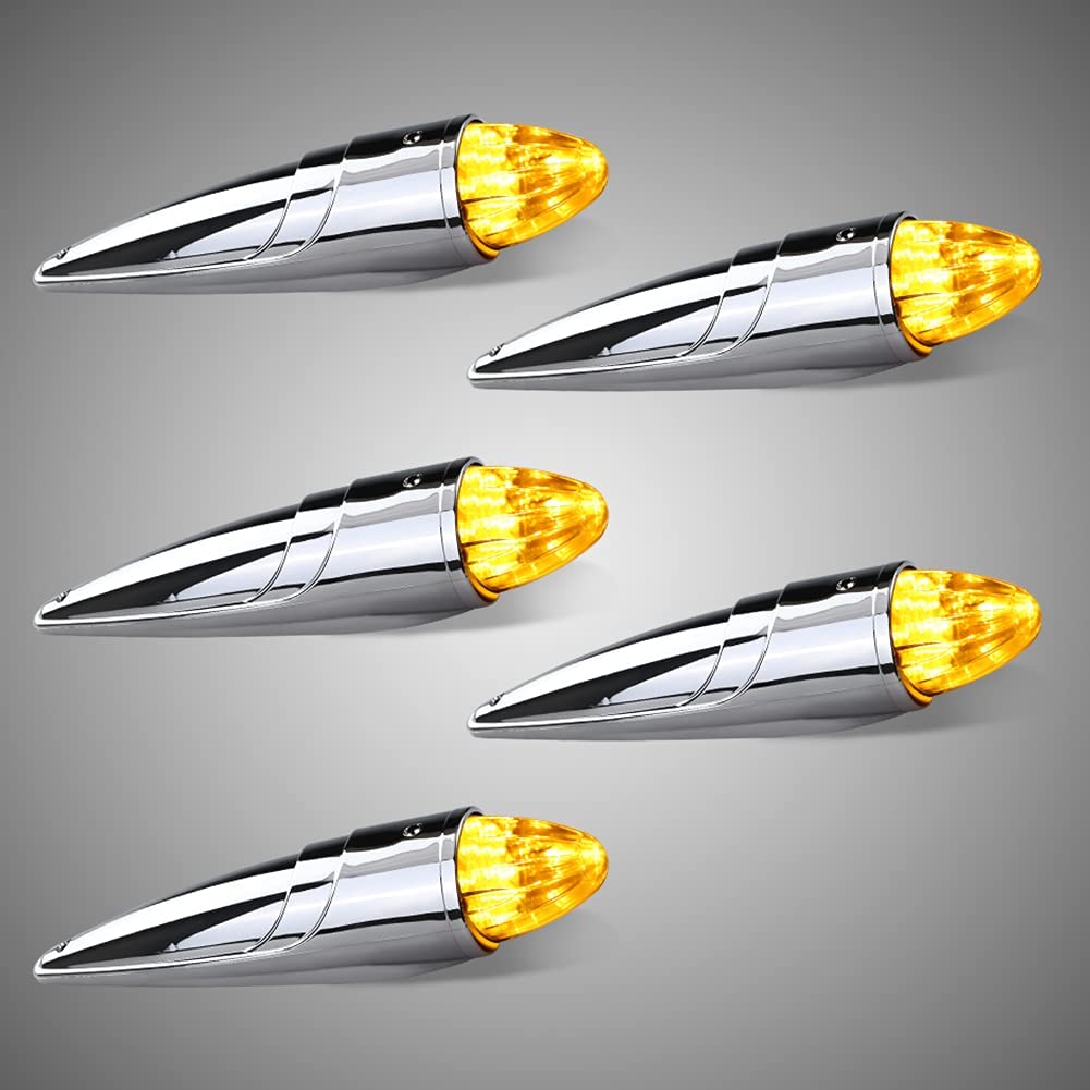 5PCS 17 LED Cab Marker Lights - Waterproof Amber Roof Running Lights for Heavy Duty Trucks (Kenworth, Peterbilt, Freightliner, Mack) - Durable Yellow Lens for Enhanced Visibility in Fog & Night Driving