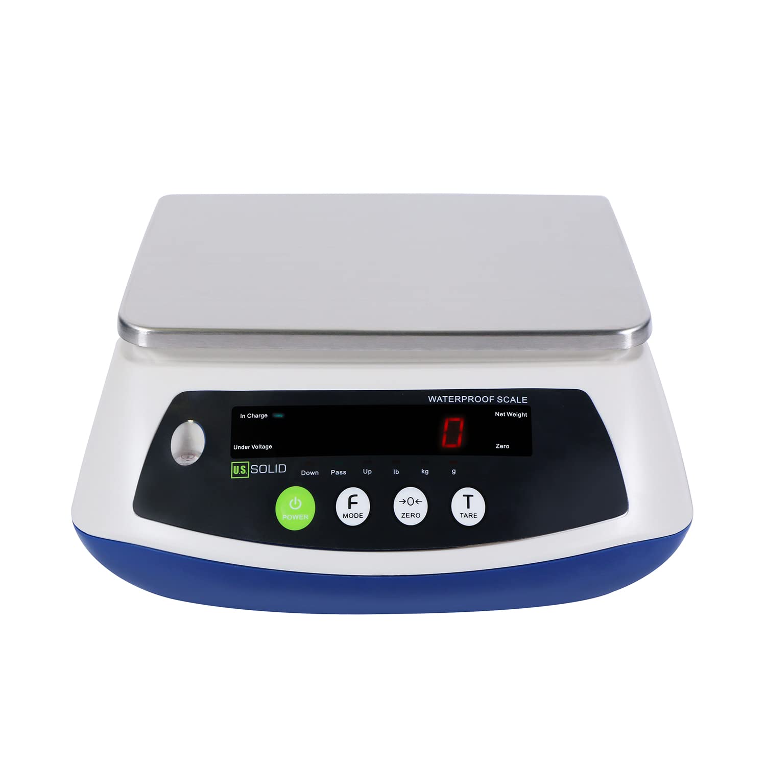 U.S. Solid IP68 Waterproof Digital Bench Scale - 30kg x 5g (66lb x 0.01lb) Heavy Duty Compact Platform Scale for Kitchen, Warehouse & Industrial Use