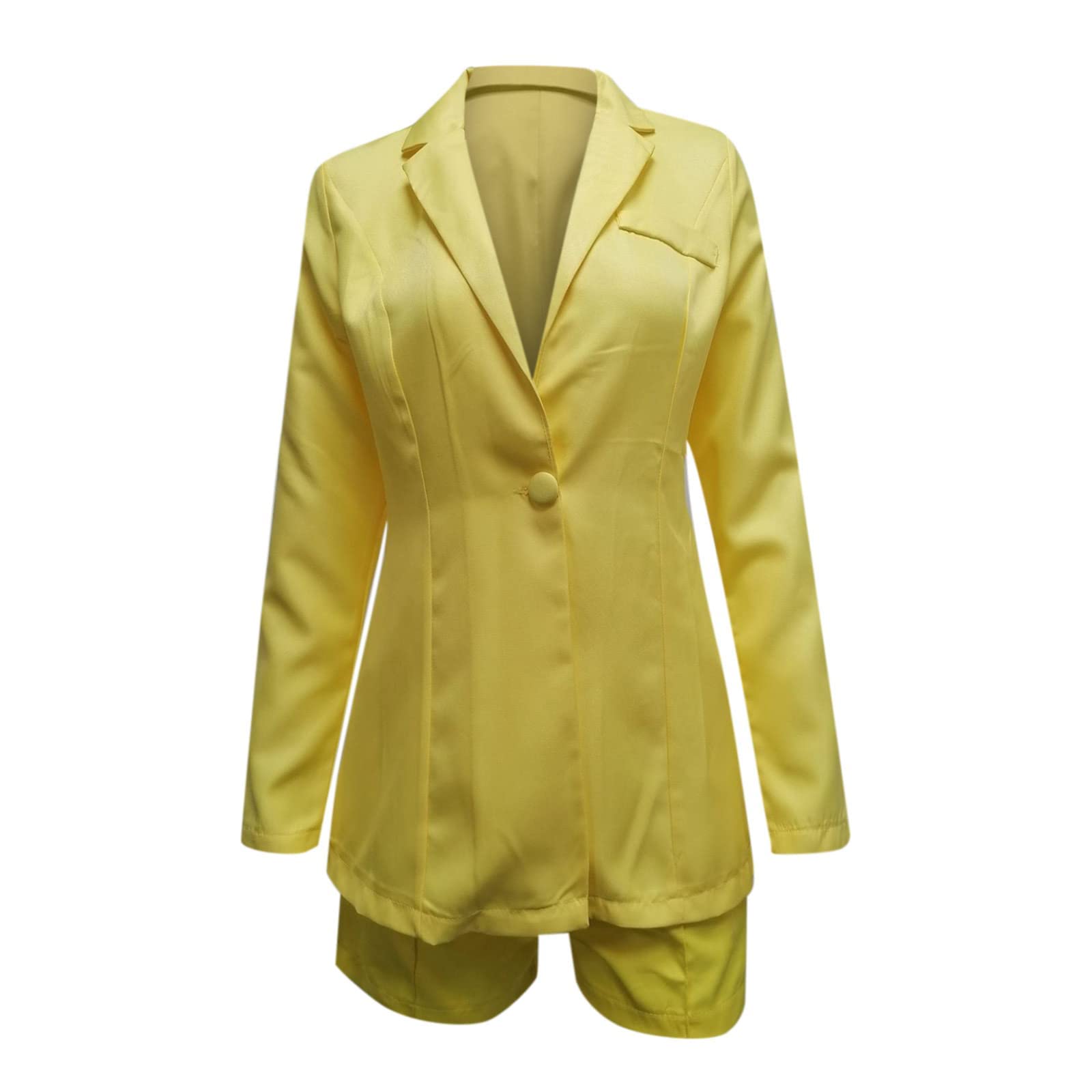 Maqroz Women's Sexy 2-Piece Blazer Jacket & Shorts Suit Set - Single Button Professional Outfit for Office, Party & Business Events | Solid Color Formal Wear for Women
