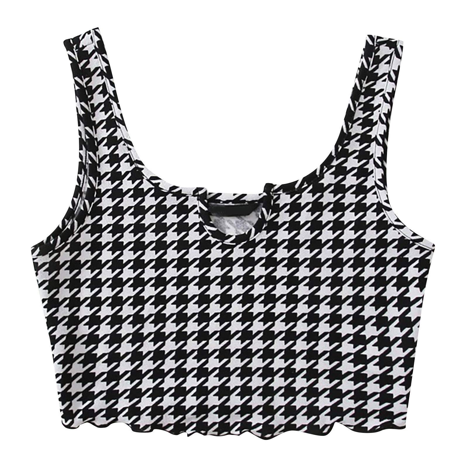 Women's Fashion Halter Top Camisole - Printed Cotton Tank Top with Handkerchief Hem for Summer, Beach, and Casual Wear
