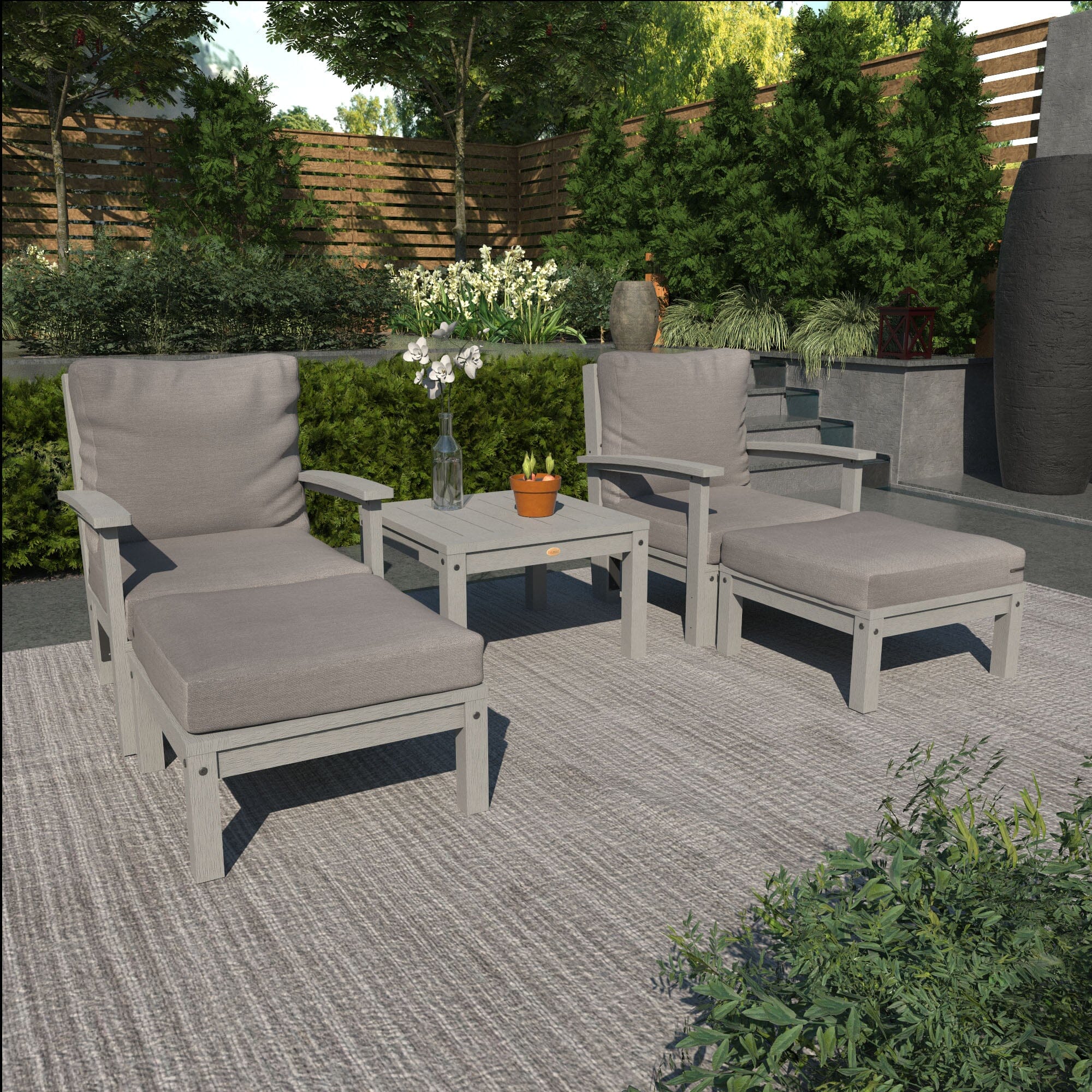 Custom Deep Seating Chaise Lounge Set with Side Table - Outdoor Patio Furniture for Garden, Poolside & Backyard Relaxation