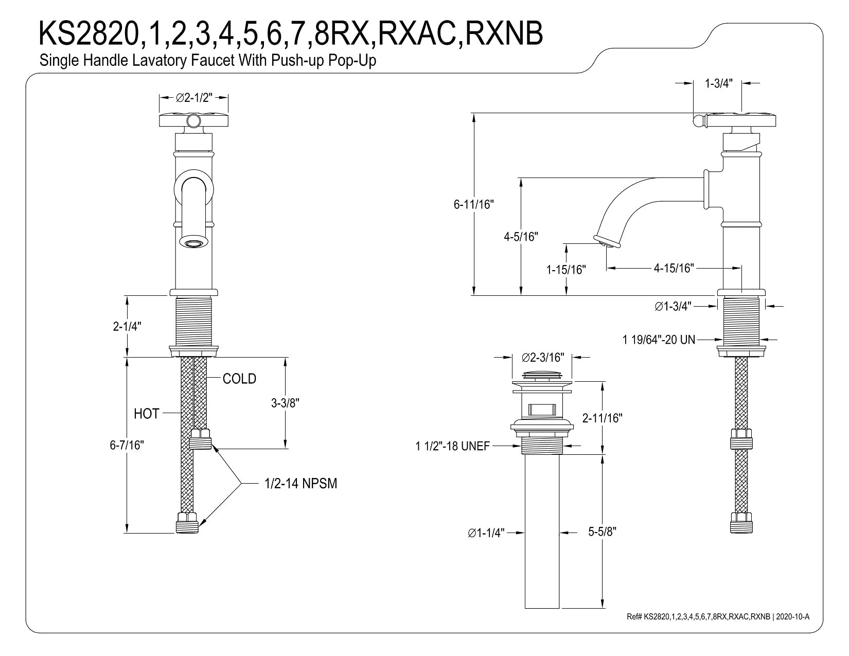 Kingston Brass KS2827RX Belknap Matte Black & Rose Gold Bathroom Faucet - 2.5