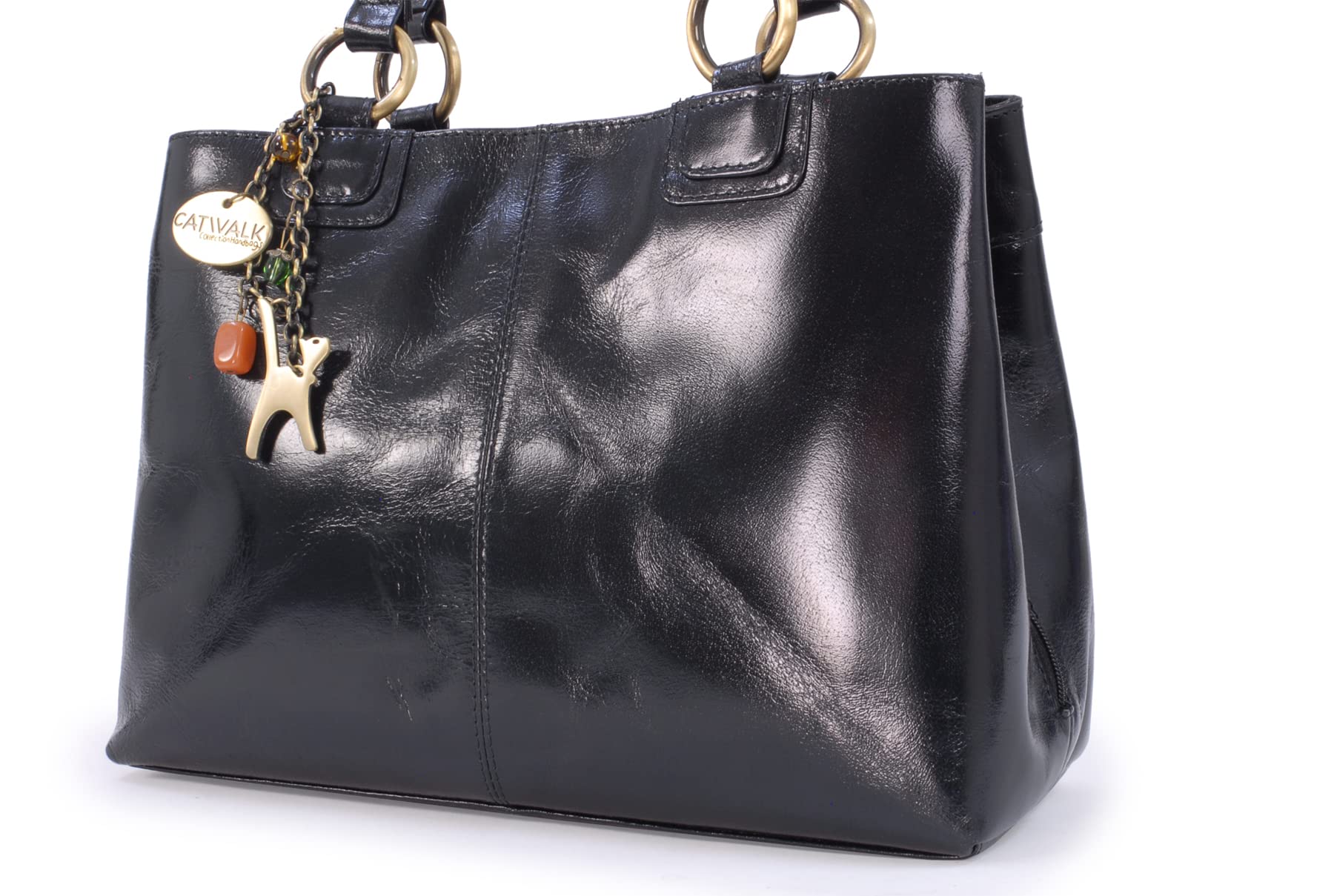Catwalk Collection Women's Patent Leather Shoulder Bag - Medium Tote Handbag with Multiple Compartments by Bellstone - Perfect for Work, Travel & Everyday Use