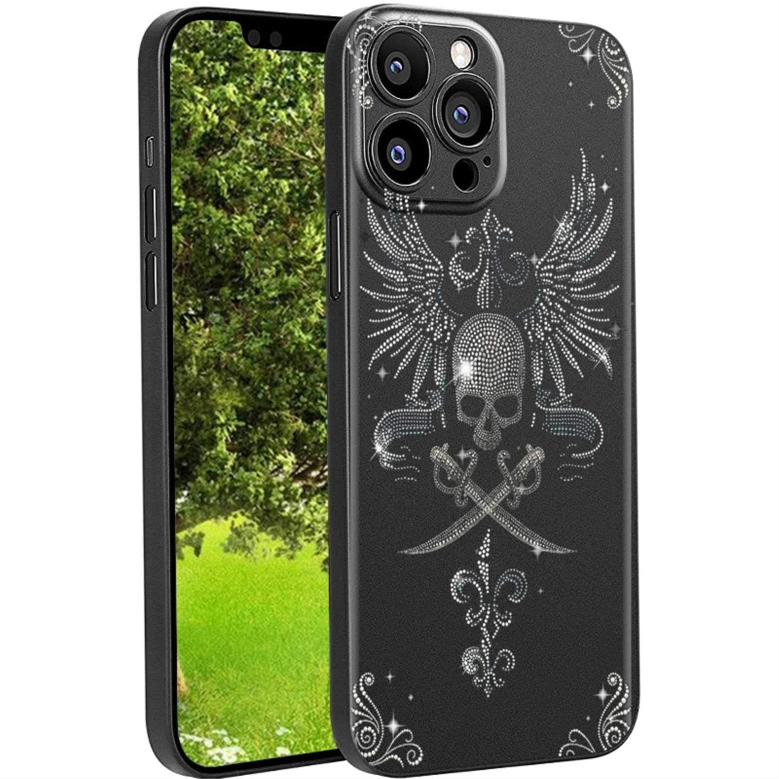 Diamond Skull Pattern Shockproof Silicone Case for iPhone 14 Pro - Trendy Protective Phone Cover for Women & Girls - Perfect for Everyday Use, Parties & Gifts