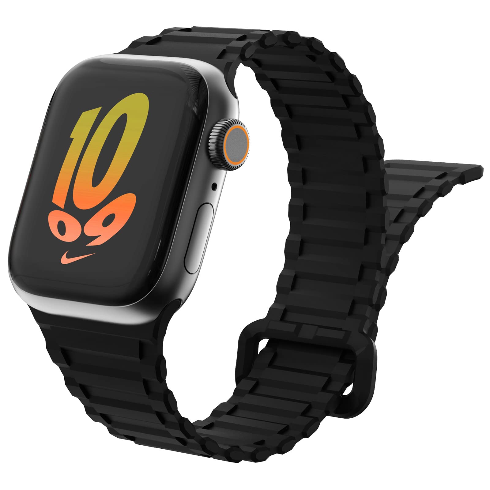 Premium Magnetic Silicone Sport Band for Apple Watch Series 9/8/7/6/5/4/3/SE/Ultra 2 - Compatible with 38mm/40mm/41mm/42mm/44mm/45mm/49mm - Adjustable Strap for Men & Women - Perfect for Workouts, Running & Everyday Wear