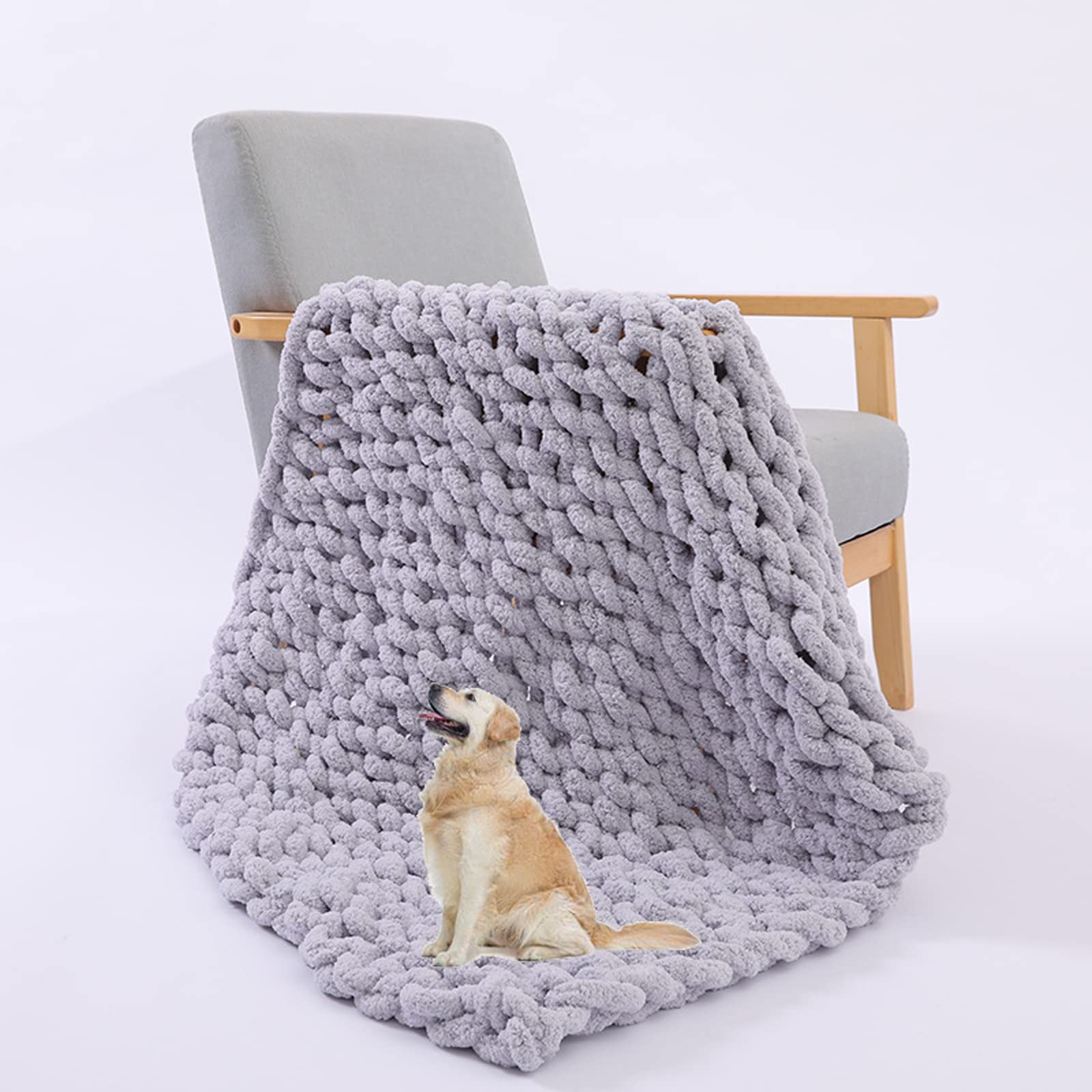 XYXH Chunky Knitted Blanket - Ultra Soft Warm Chenille Handmade Weighted Throw Blanket for Bedroom, Sofa & Home Decor (50x60 inches) - Perfect for Cozy Evenings, Netflix Binges & Winter Snuggles