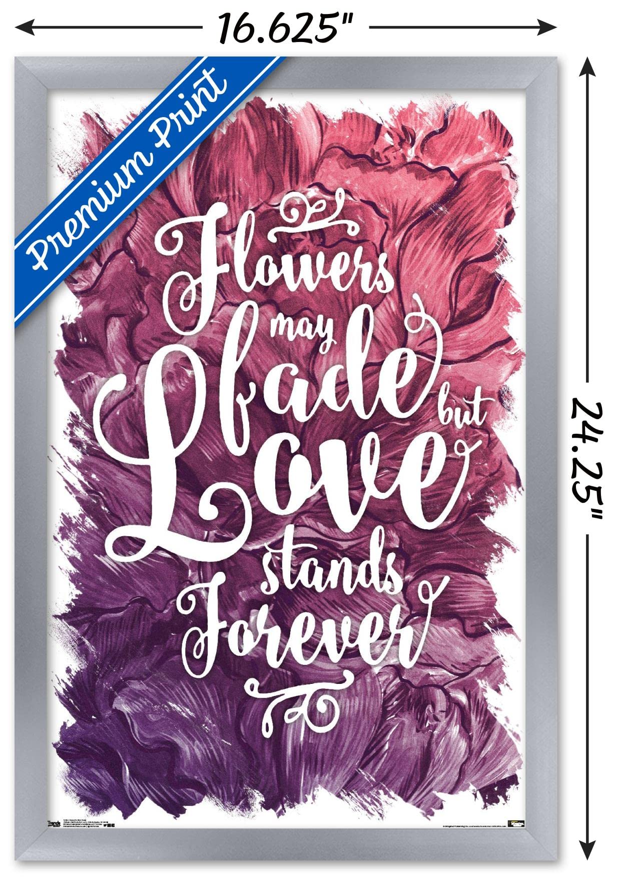 Flowers May Fade But Love Lasts Forever - Silver Framed Wall Art Poster 22.4x14.7 Inches - Perfect for Bedroom, Living Room & Home Decor