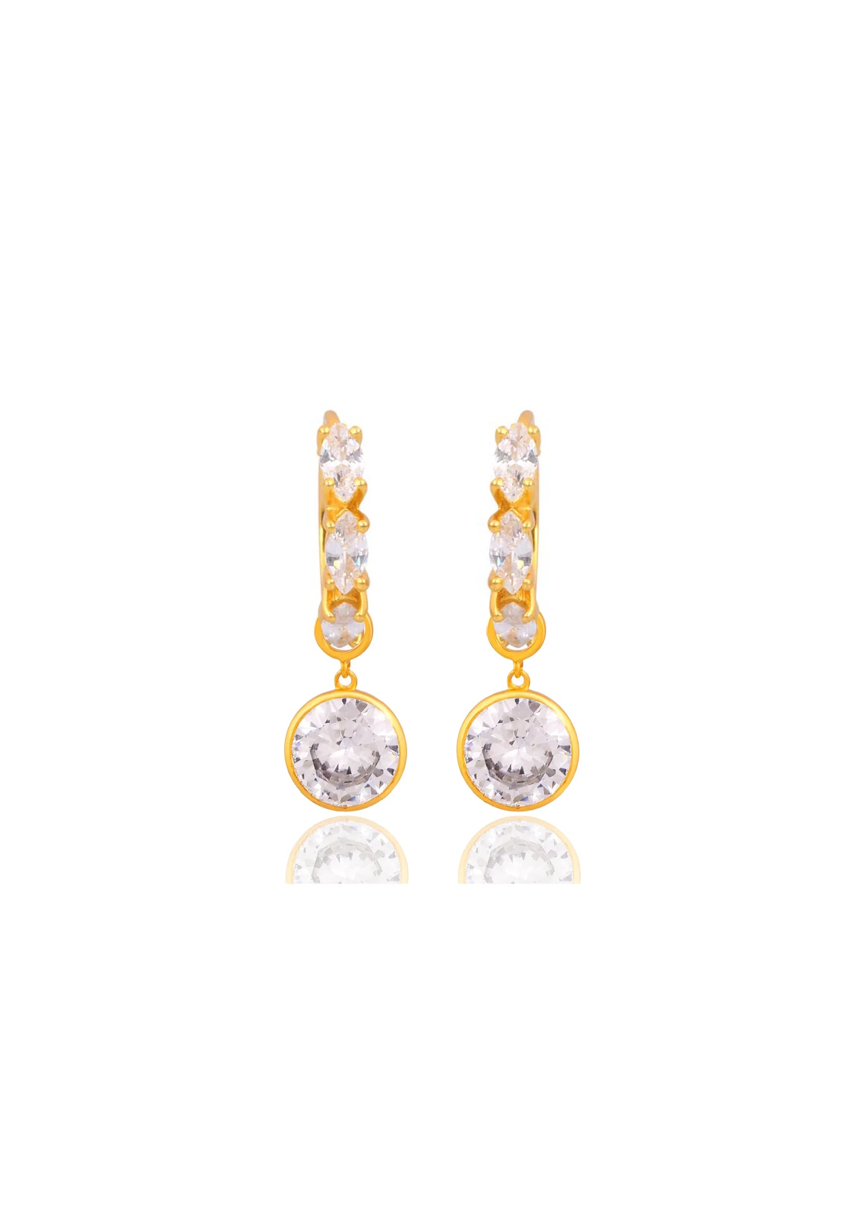 Lola Knight Lilah 18K Gold Cubic Zirconia Huggie Earrings with Dangling Charm - Elegant Everyday Jewelry for Women, Perfect for Work, Date Night & Special Occasions