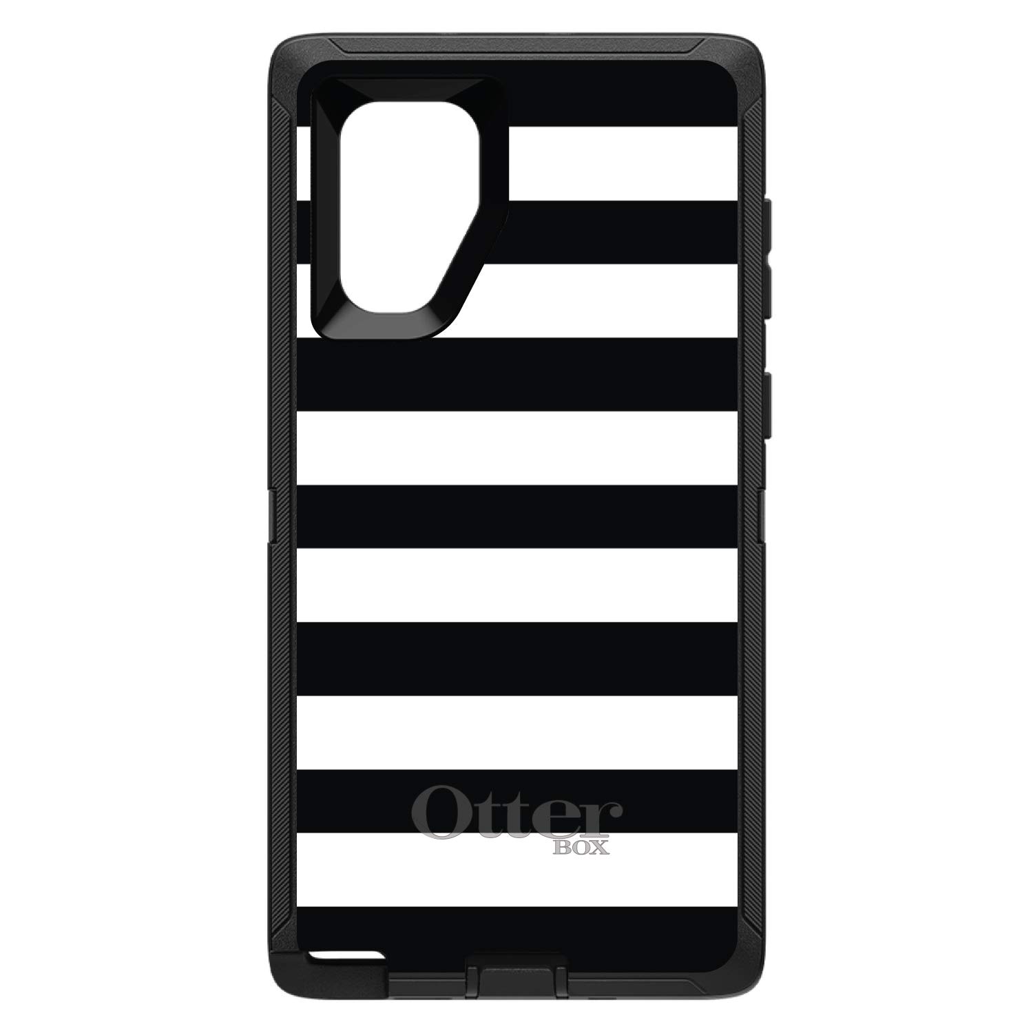 Custom Black & White Bold Horizontal Stripes Phone Case for Samsung Galaxy Note 10 (6.3 Inch Screen) - Durable Replacement for OtterBox Defender - Perfect for Work, Travel & Everyday Protection