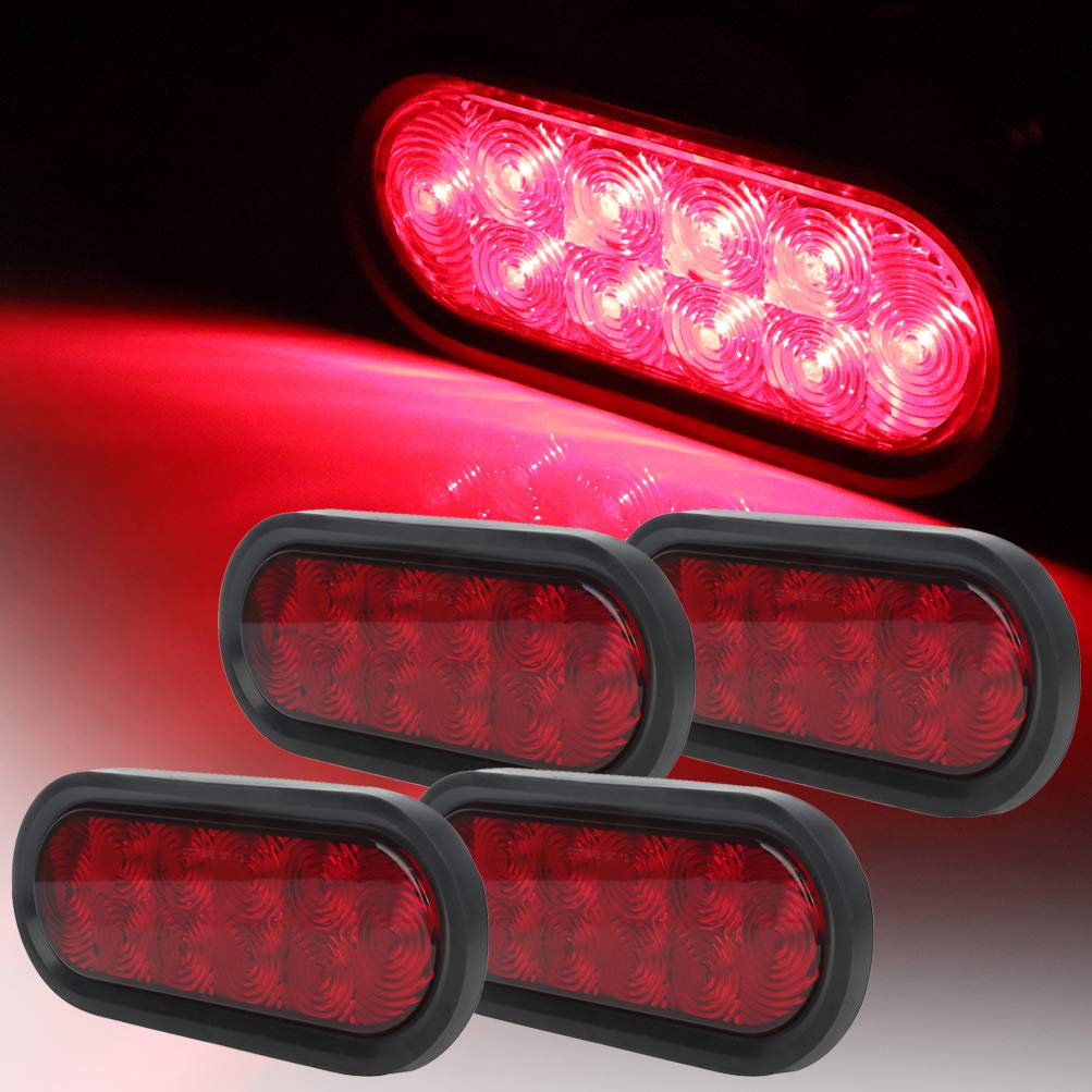 Universal 4Pcs Red 21LED Side Marker Lights - Waterproof Replacement Bulbs for Truck, Bus, Boat, SUV, ATV & Trailer - Durable Indicator Light Assembly for Off-Road, Marine & Heavy-Duty Vehicles