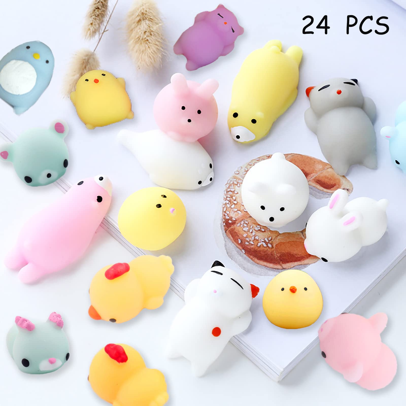 **Mini Animal Mochi Squishy Toys - Kawaii Stress Relief Squeeze Toys for Kids & Adults - Perfect for Party Favors, Classroom Prizes, Birthday Gifts & Sensory Play**
