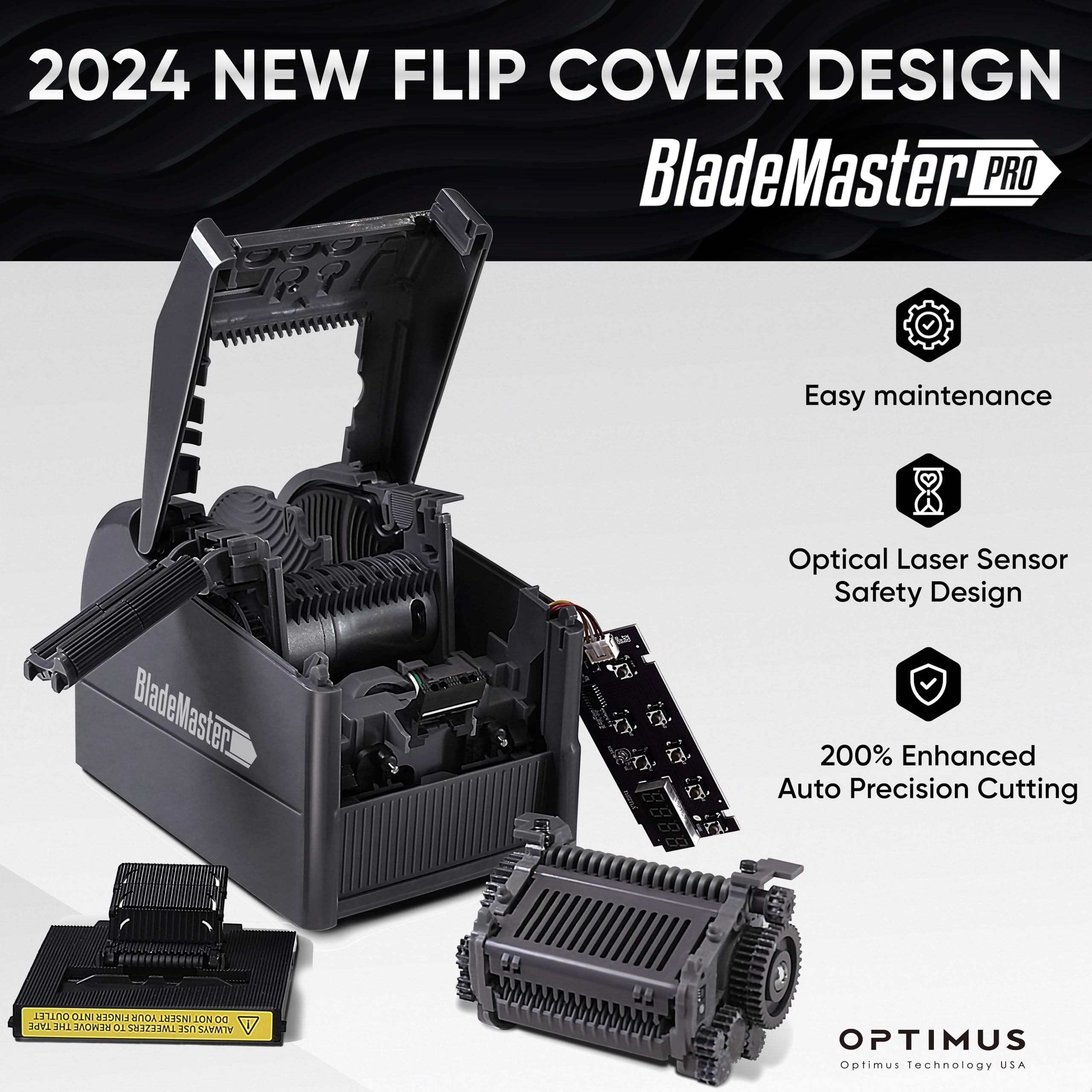 BladeMaster PRO Automatic Ribbon Cutting Machine - Commercial Grade Smart Tape Dispenser with Auto Cutter (2024 Upgraded Model) - Perfect for Gift Wrapping, Packaging, and Crafting - USA Stock Black