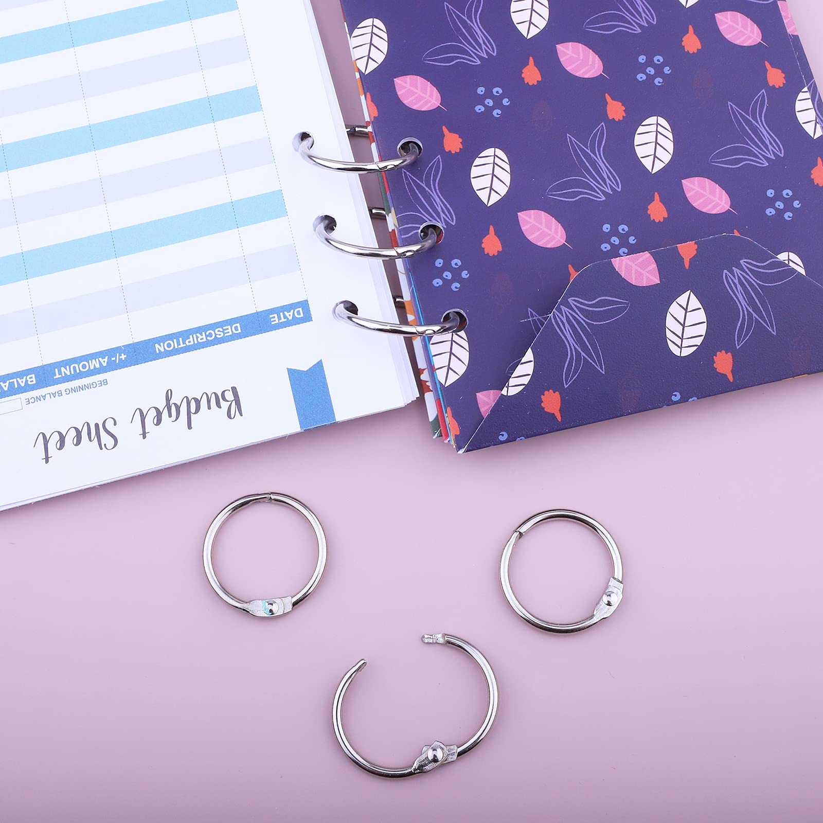 HAUTOCO 100 Pcs 1 Inch Nickel Plated Metal Binder Rings - Loose Leaf Book Rings for Office, School & Home - Perfect for Organizing Index Cards, Documents & Keychains (Durable Key Rings for Everyday Use)