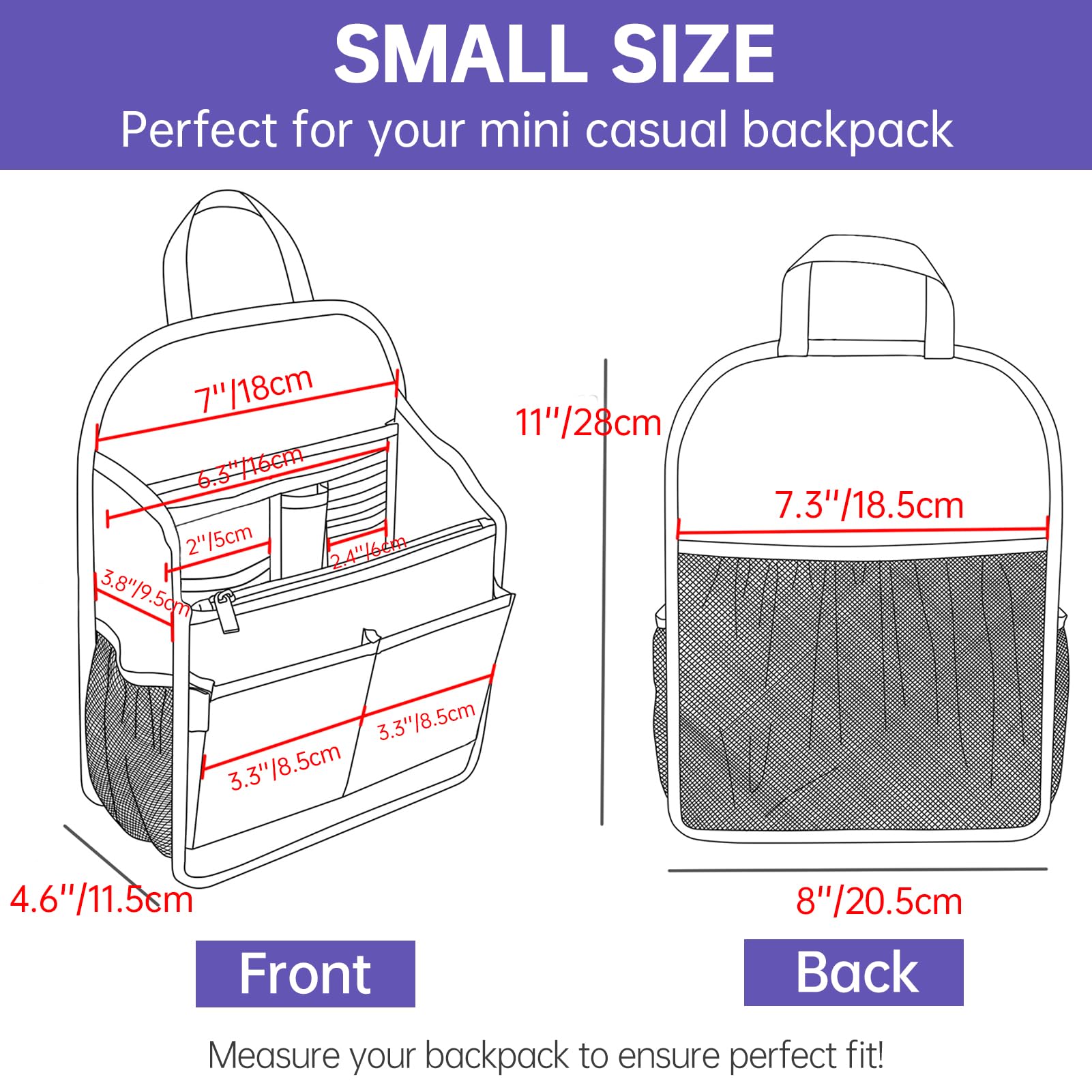 Backpack Organizer Insert for Women & Men - Waterproof Travel Bag Organizer with Multiple Pockets - Perfect for School, Office, Hiking, and Daily Use